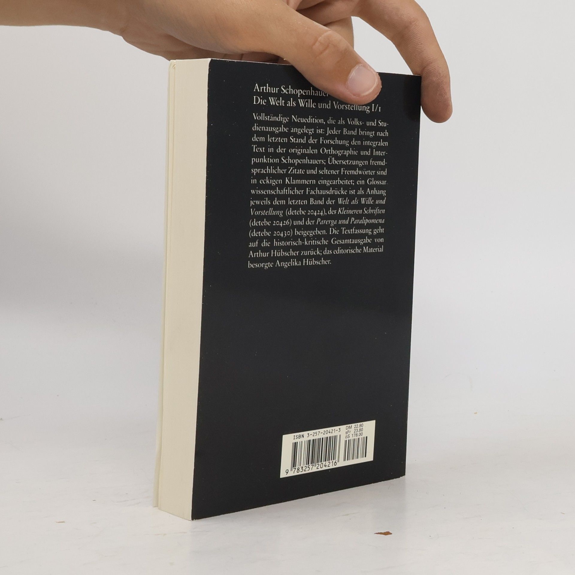 Arthur Schopenhauer Zürcher Ausgabe