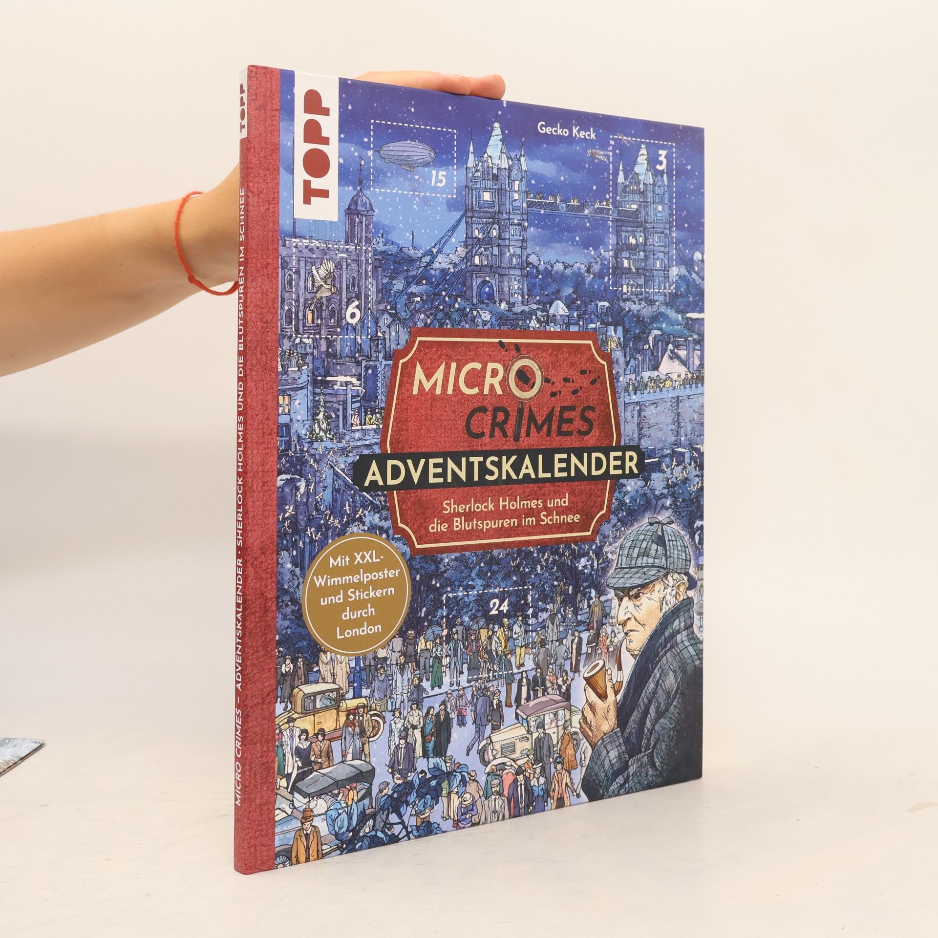 Gecko Keck Micro Crimes Adventskalender – Sherlock Holmes und die Blutspuren im Schnee. Mit XXL-Wimmelposter und Stickern durch London