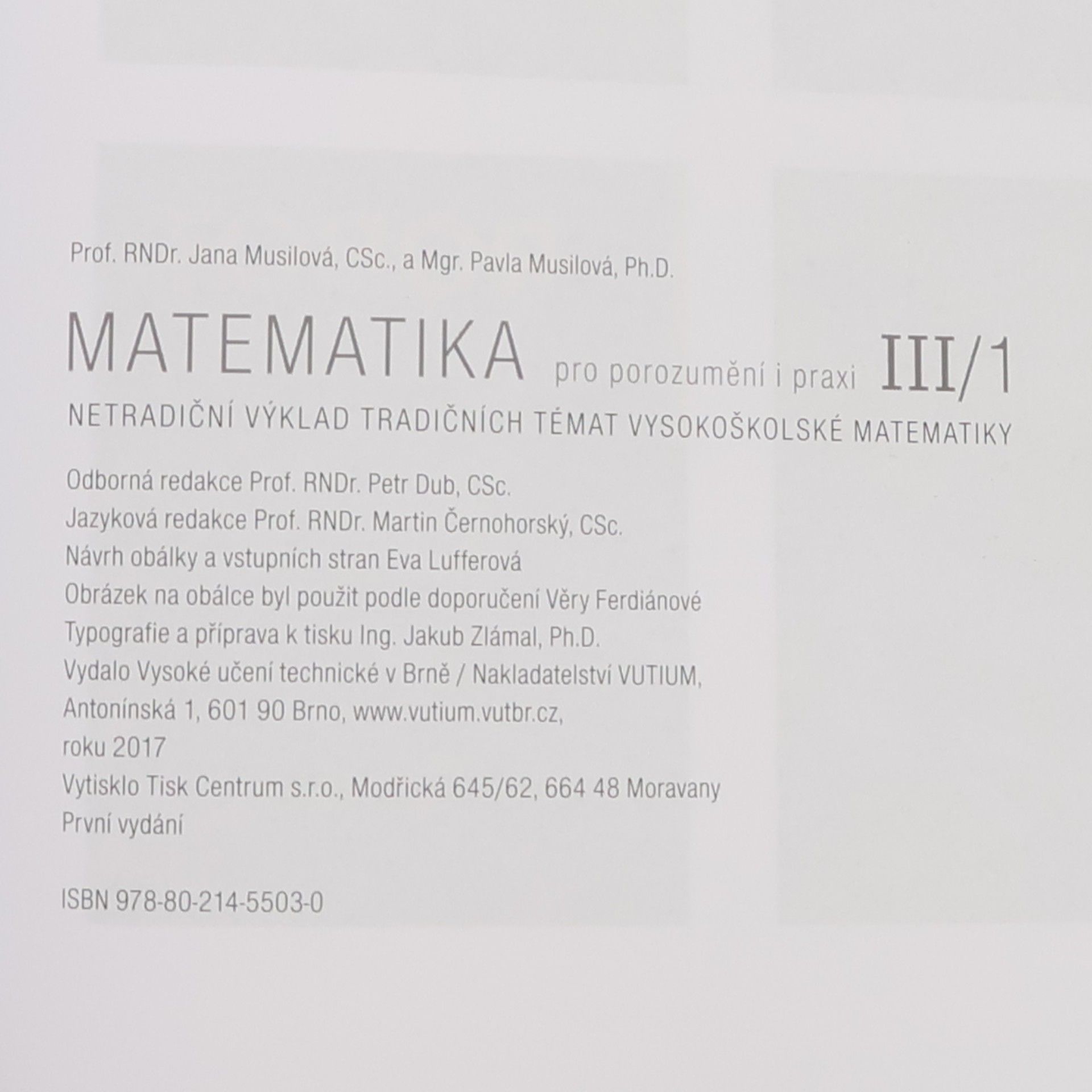 Jana Musilová Matematika III/1 pro porozumění i praxi
