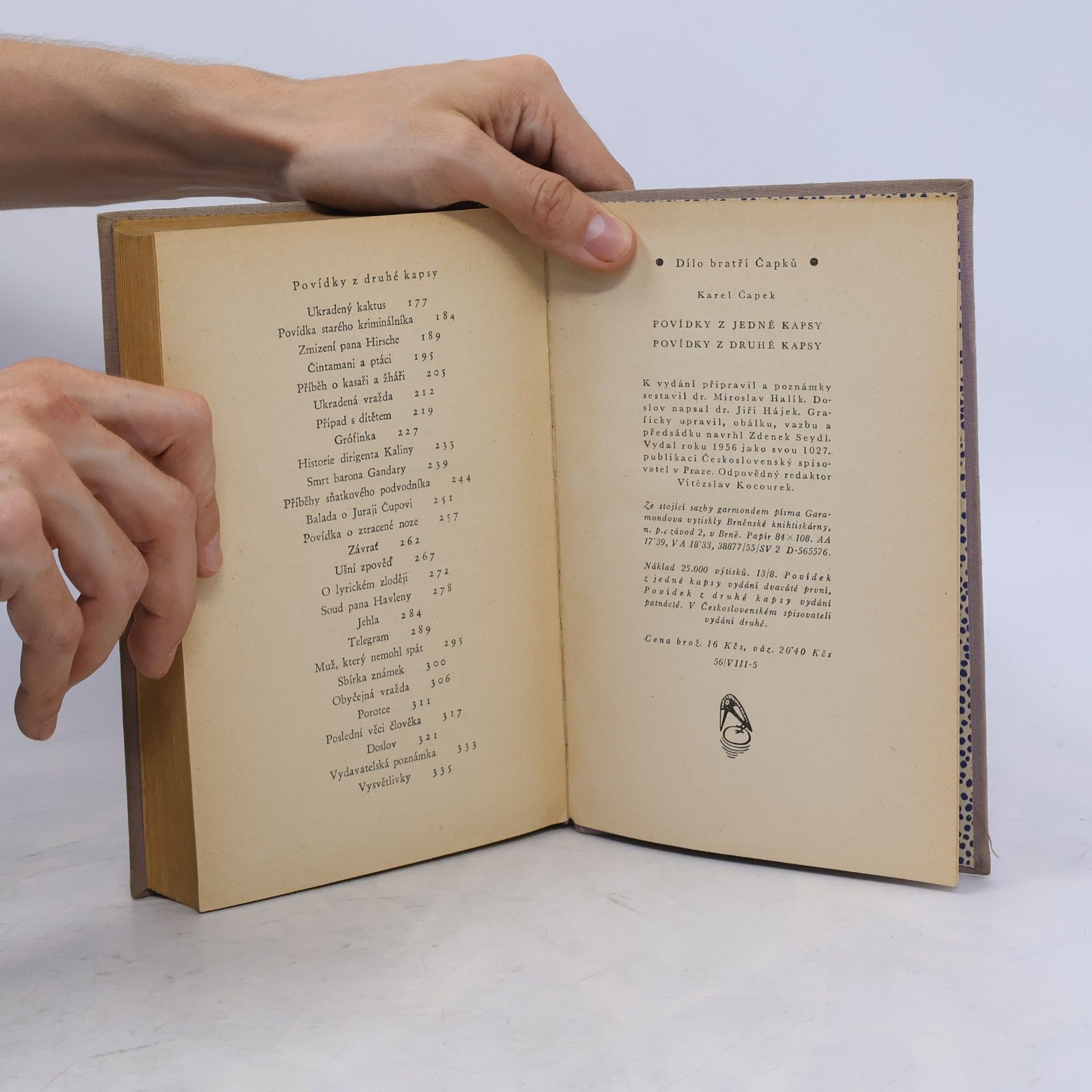 Karel Čapek Povídky z jedné kapsy. Povídky z druhé kapsy
