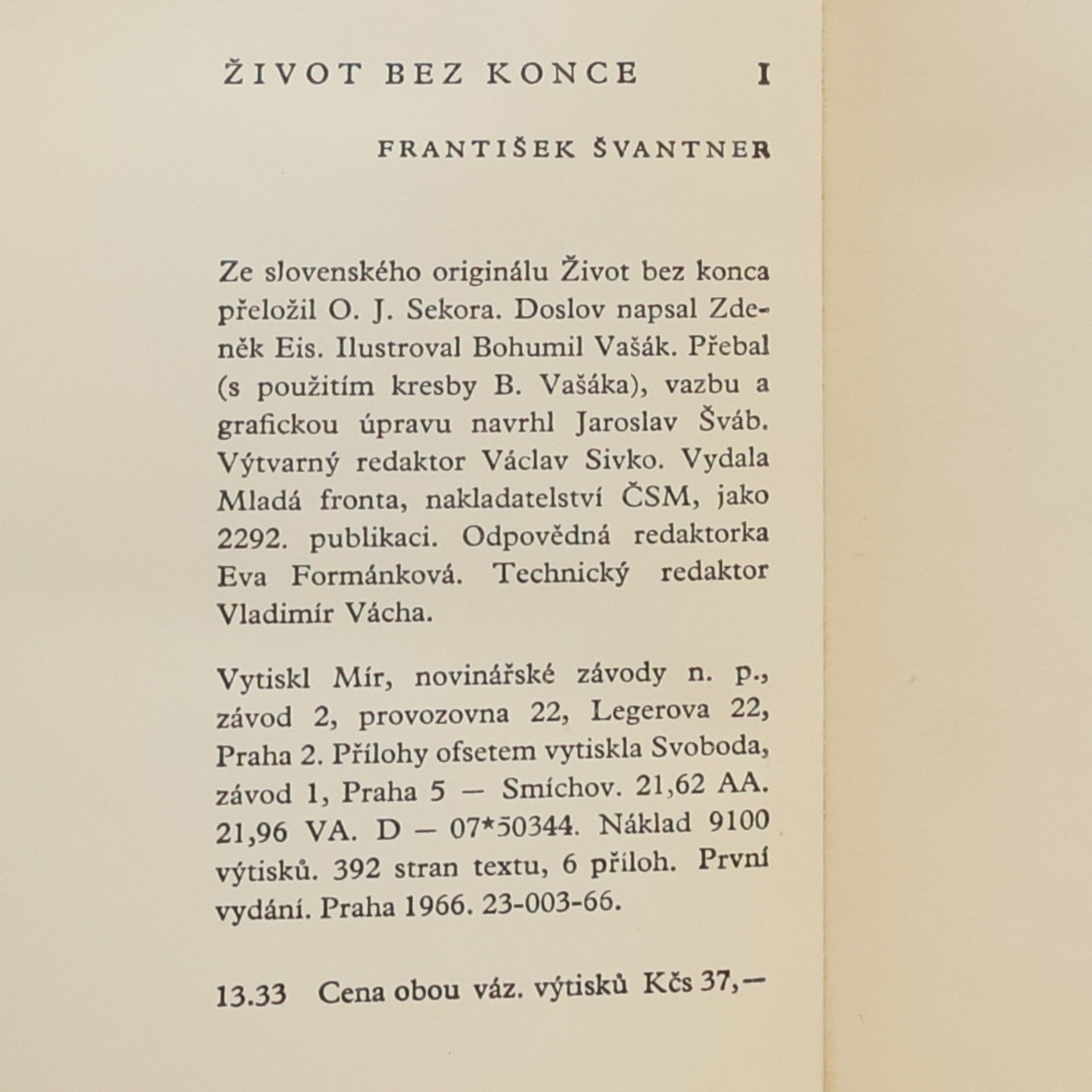František Švantner Život bez konce I