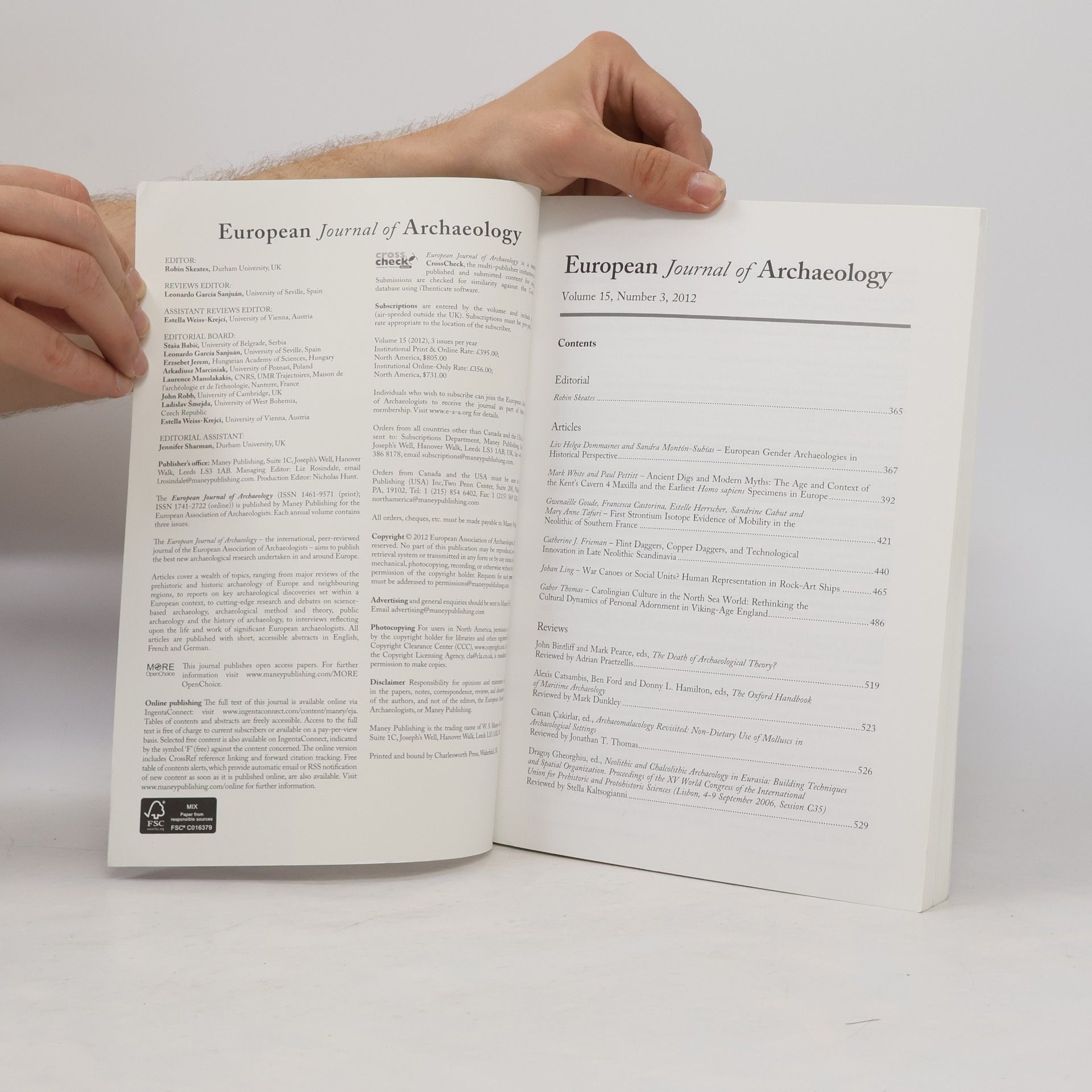 Various authors European Journal of Archaeology. Vol. 15, Number 3