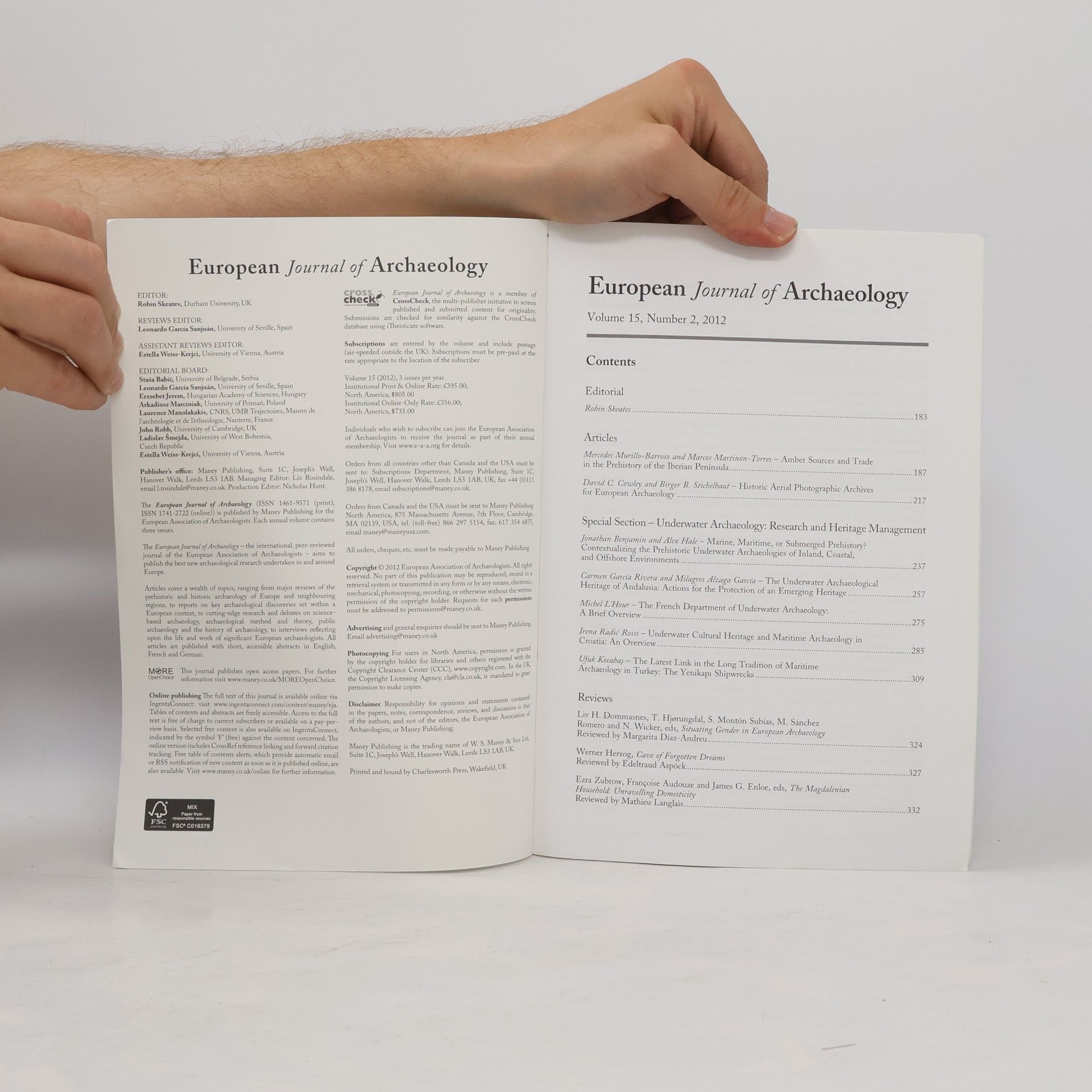 Various authors European Journal of Archaeology. Vol. 15. Number 2