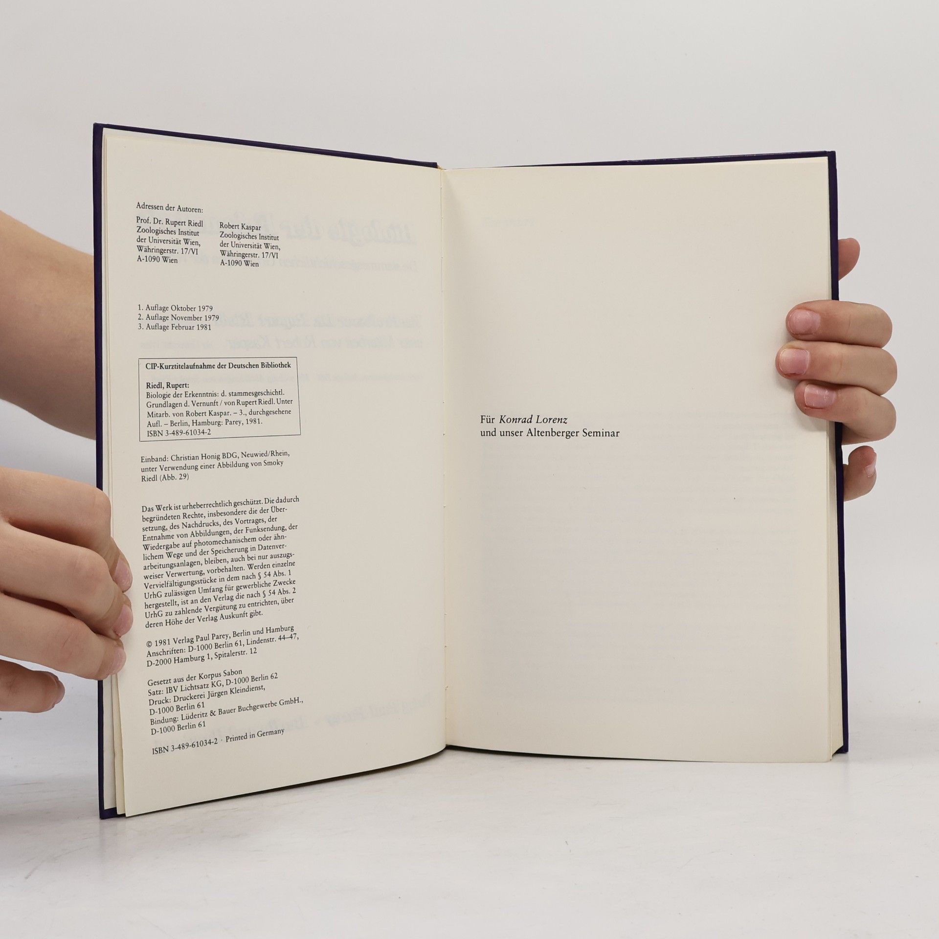 Rupert Riedl Biologie der Erkenntnis