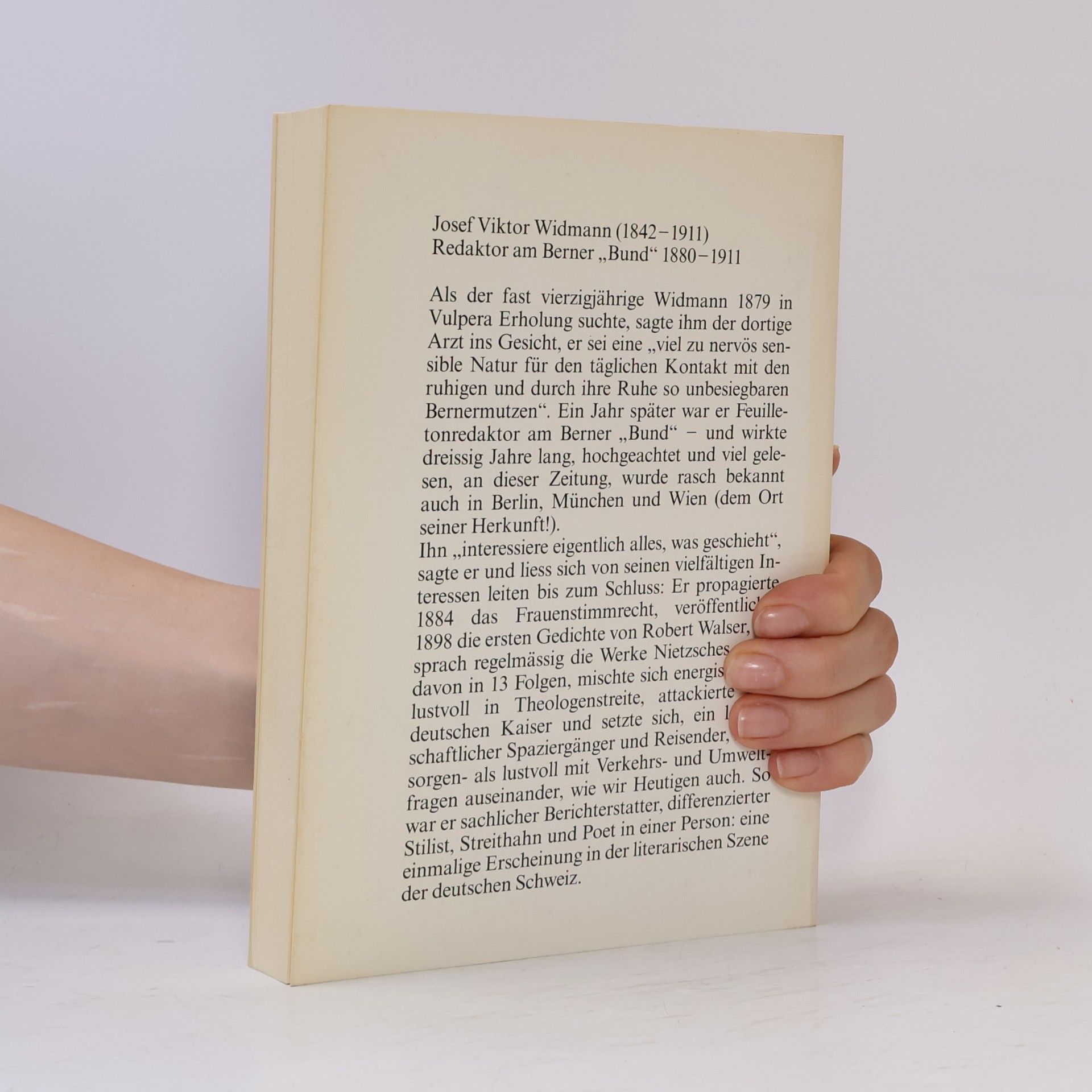 Joseph Victor Widmann Ein Journalist aus Temperament
