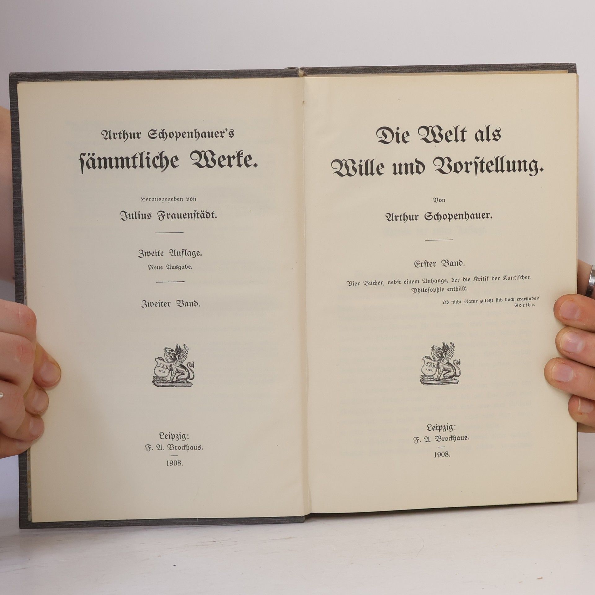 Arthur Schopenhauer Die Welt als Wille und Vorstellung I.