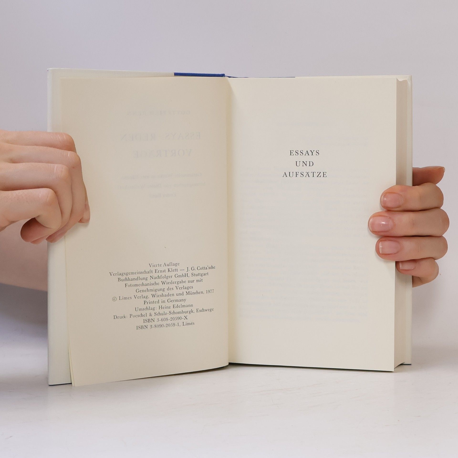 Gottfried Benn Gesammelte Werke in vier Bänden. Bd. 1., Essays, Reden, Vorträge