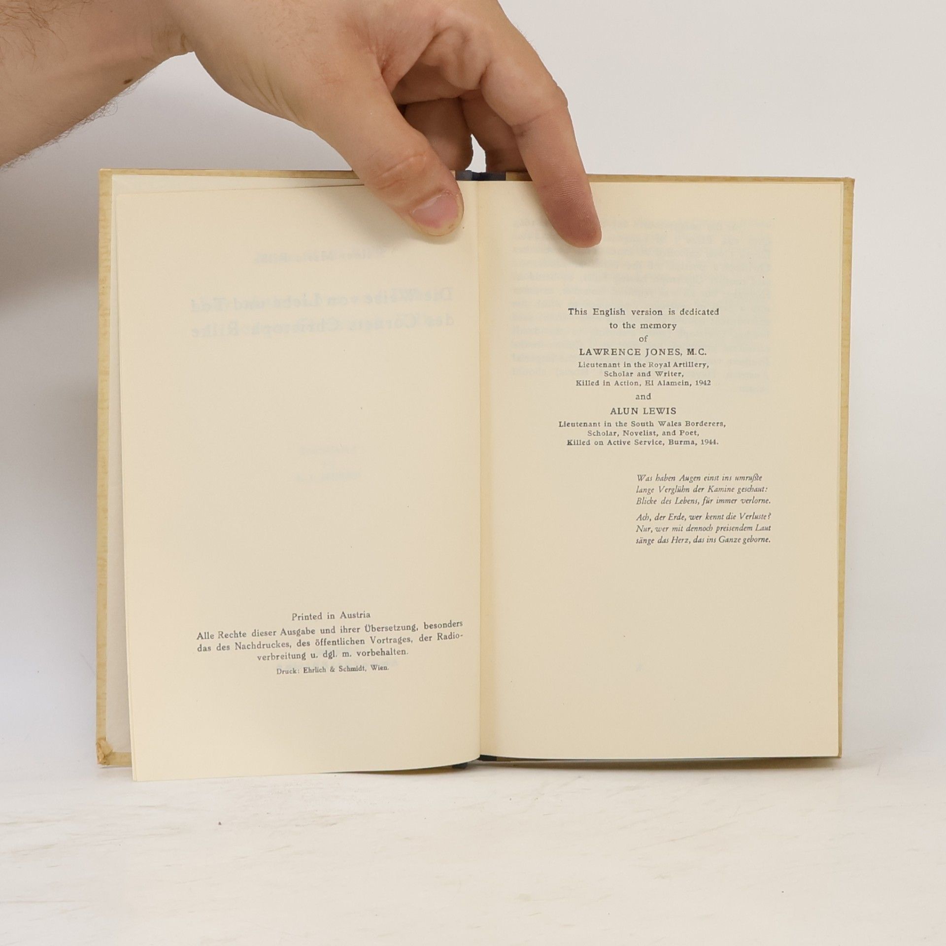 Rainer Maria Rilke The Lay of the Love and Death of Cornet Christopher Rilke. Die Weise von Liebe und Tod des Cornets Christoph Rilke
