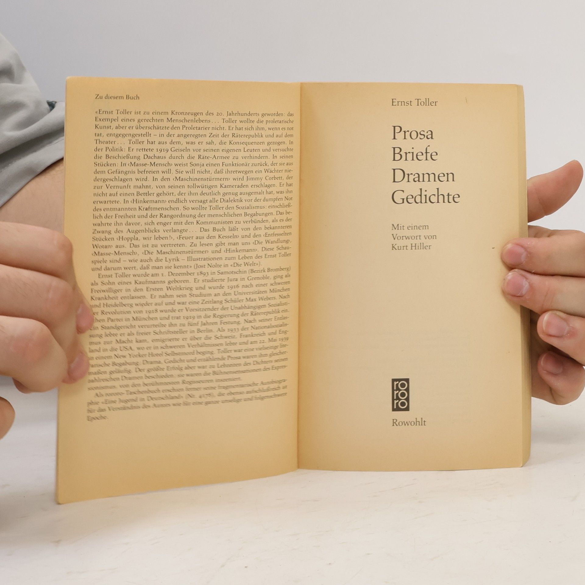 Ernst Toller Prosa, Briefe, Dramen, Gedichte