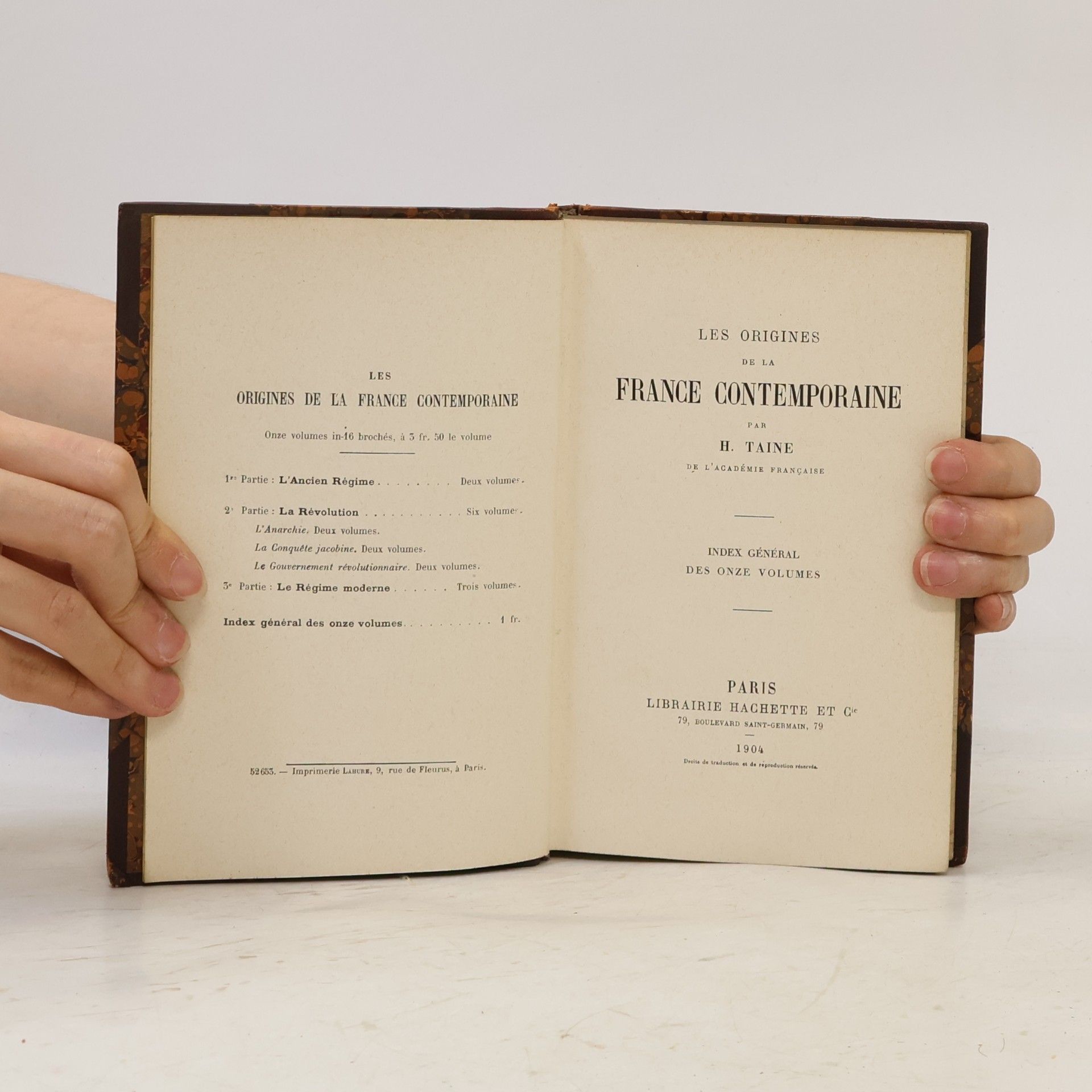 Hipppolyte Taine Les Origines de la France contemporaine – Index général des onze volumes