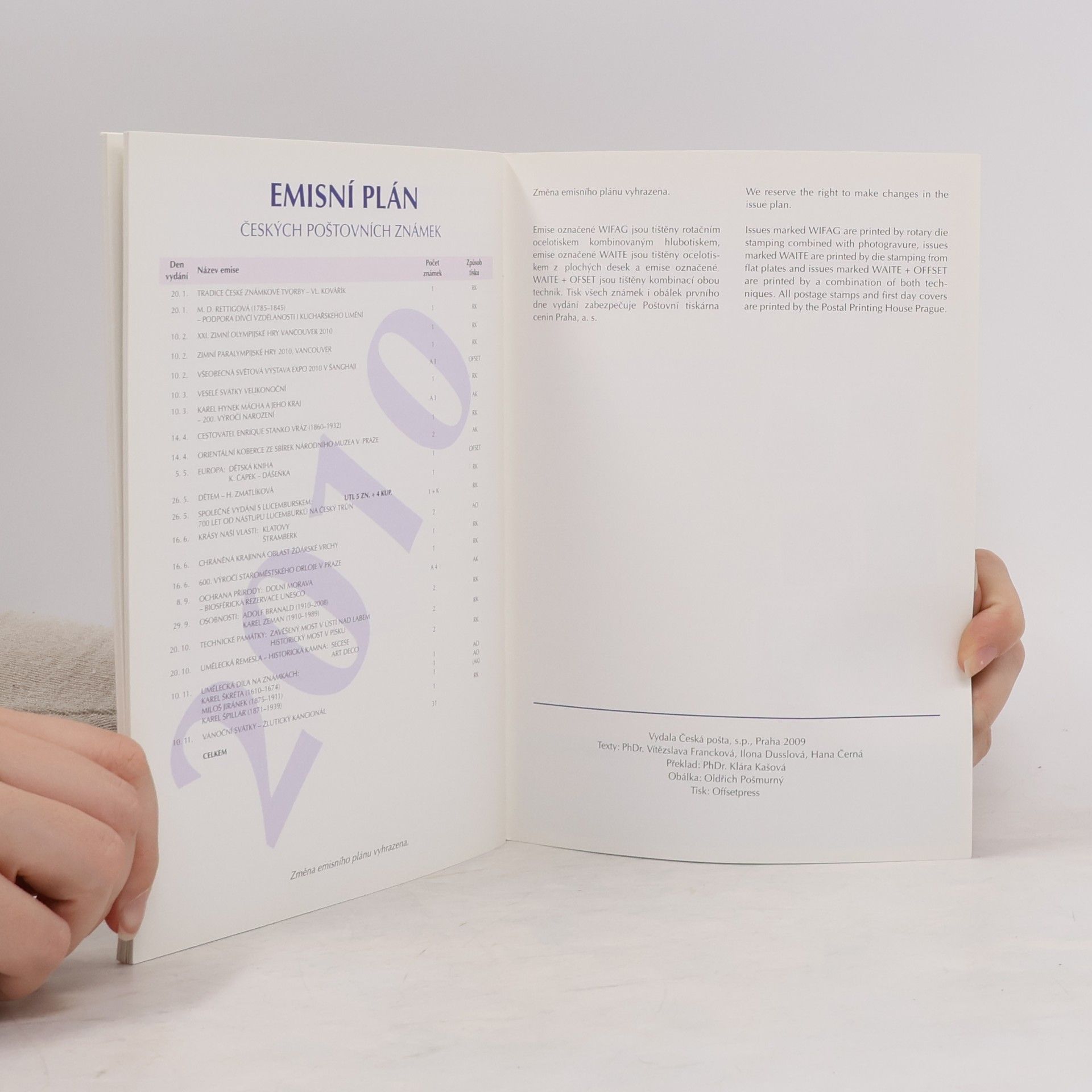Various authors Emisní plán českých poštovních známek 2009