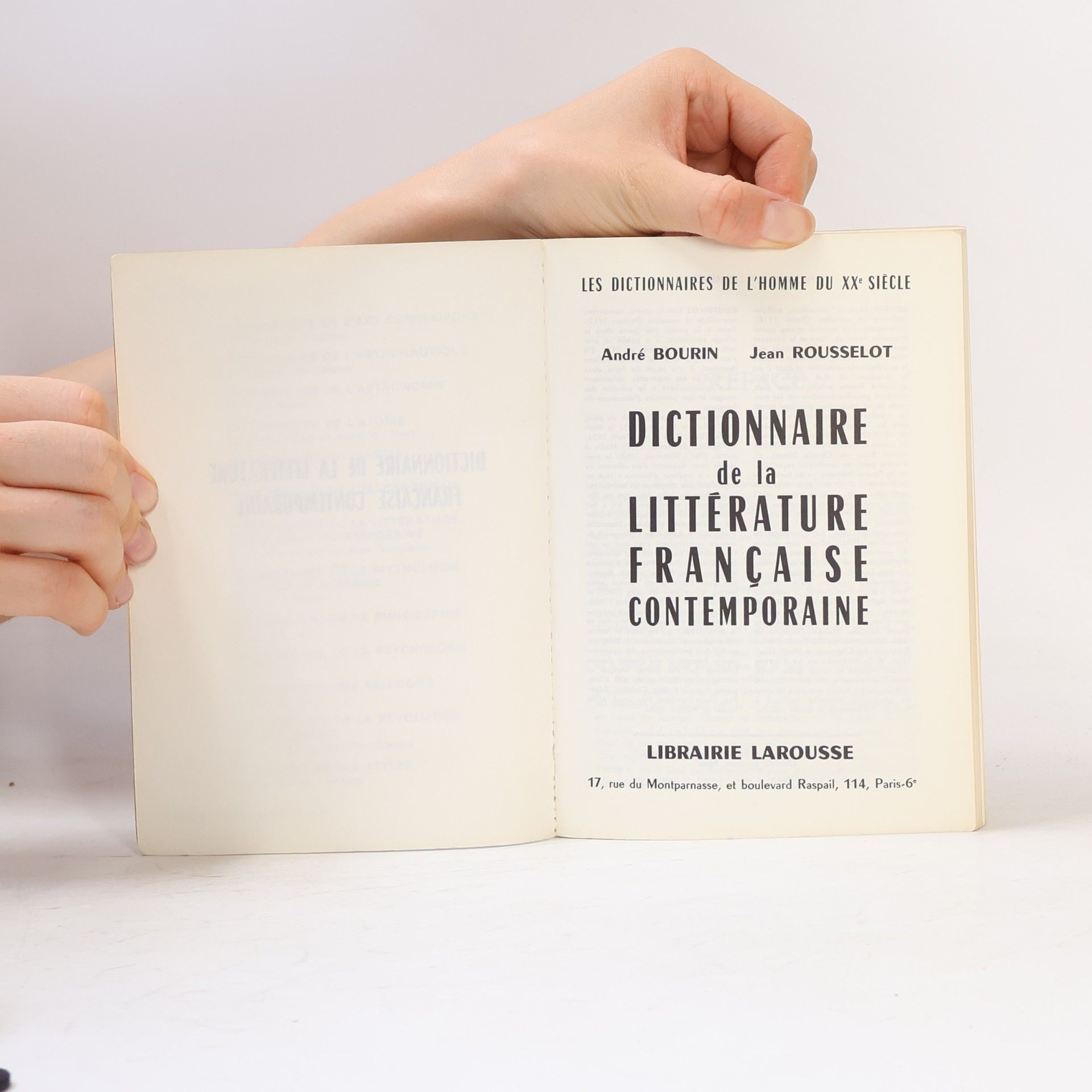 André Bourin Dictionnaire de la littérature française contemporaine