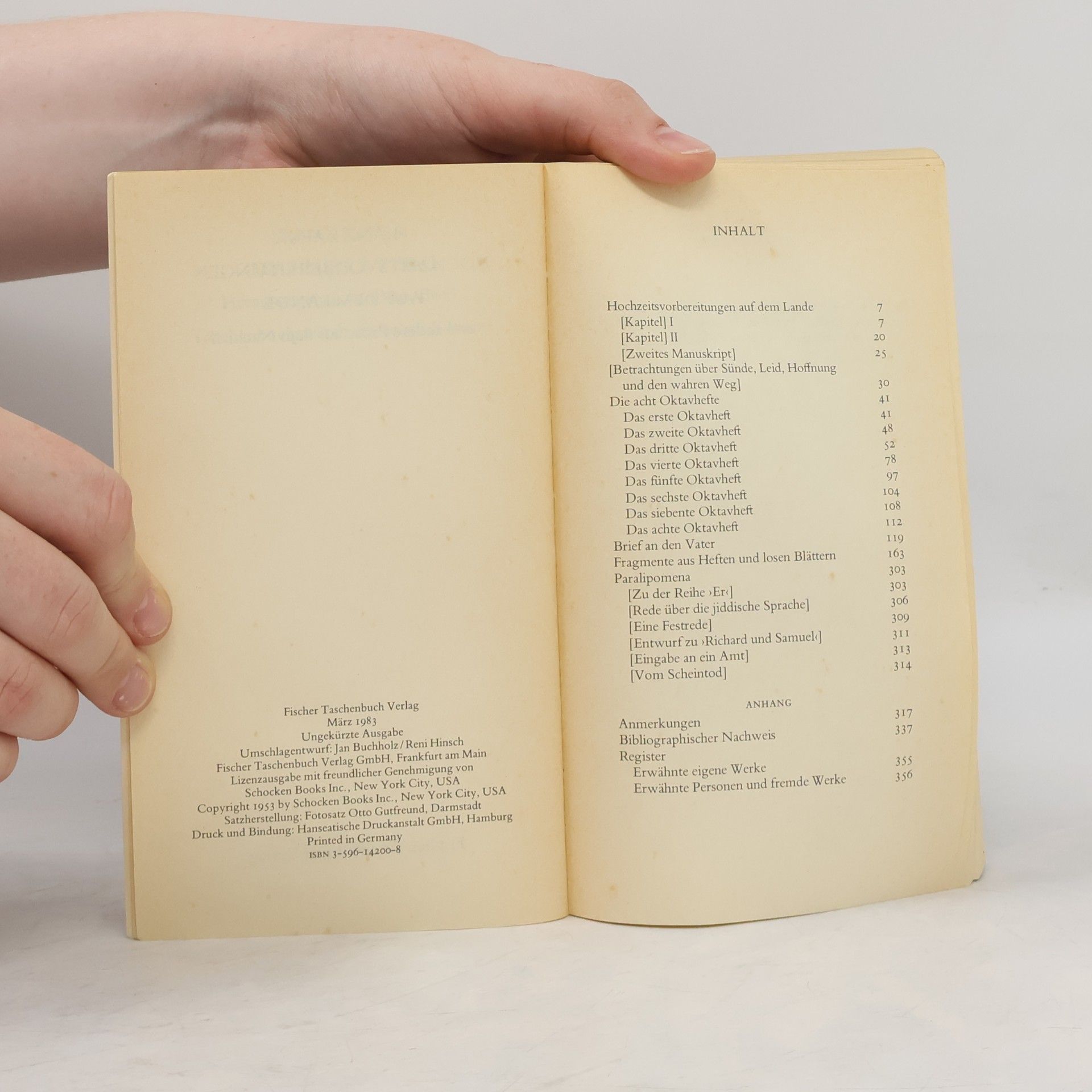 Franz Kafka Hochzeits- vorbereitungen auf dem Lande und andere Prosa aus dem Nachlaß
