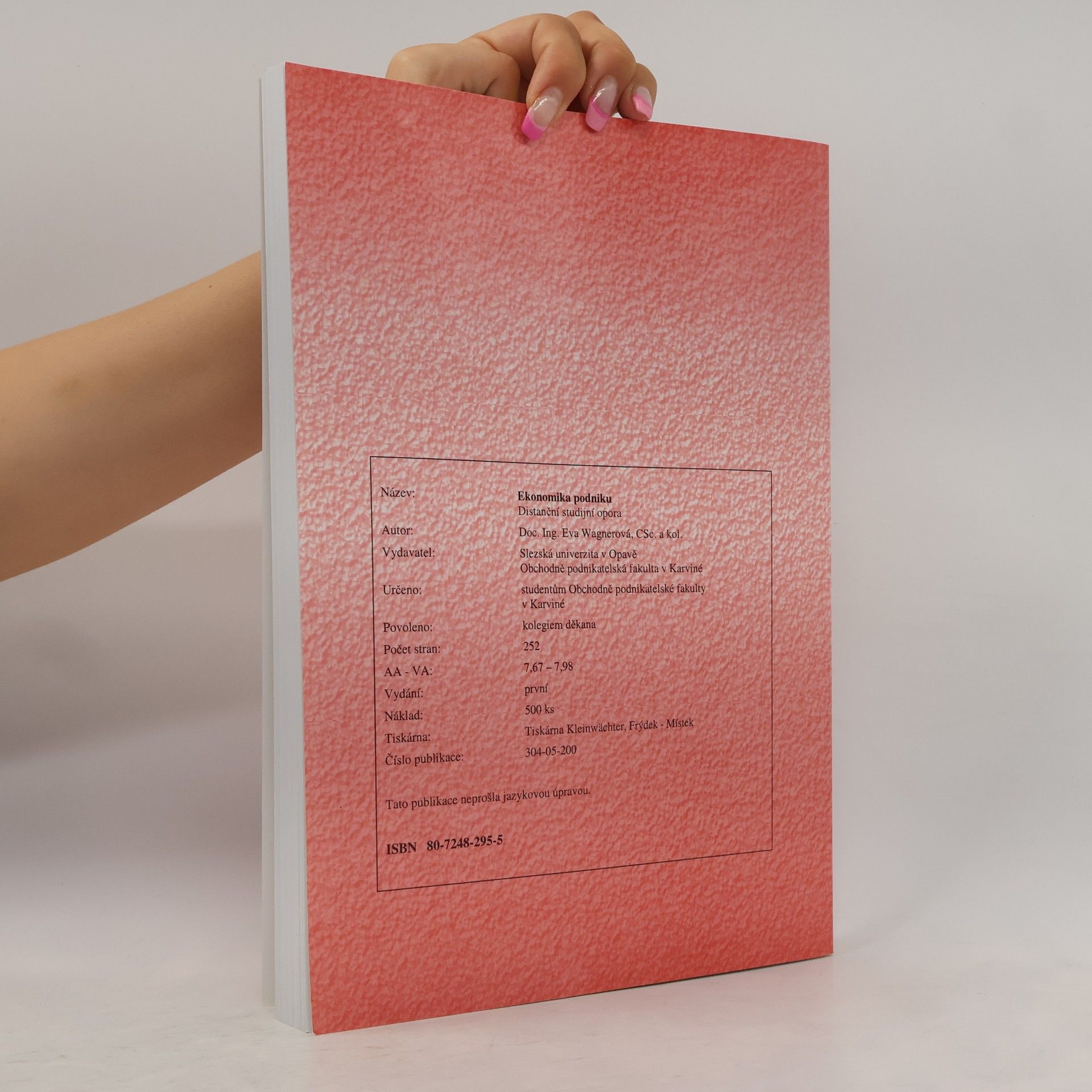 Eva Wagnerová Ekonomika podniku : distanční studijní opora