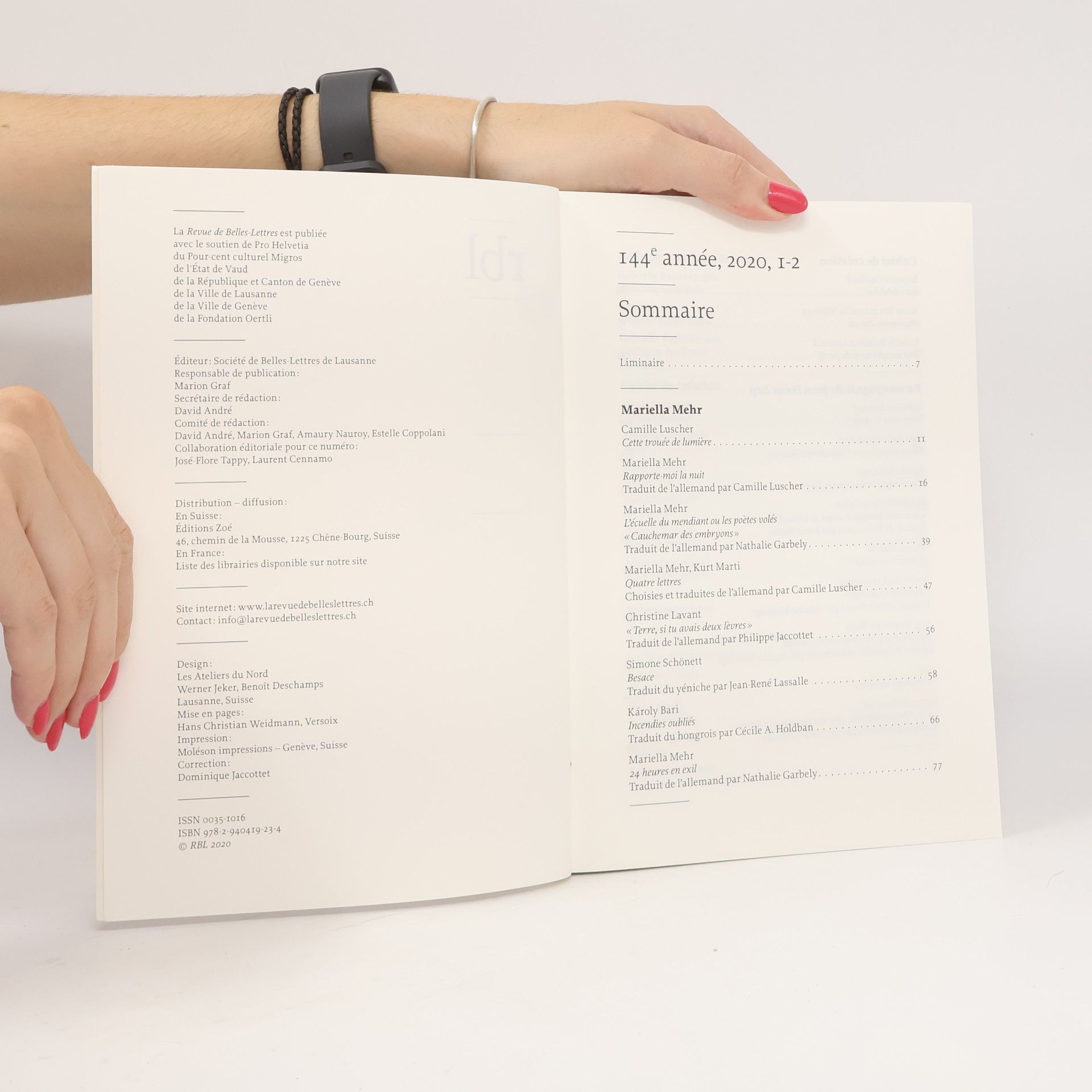 Mariella Mehr La Revue de Belles-Lettres 144 année, 2020, 1-2