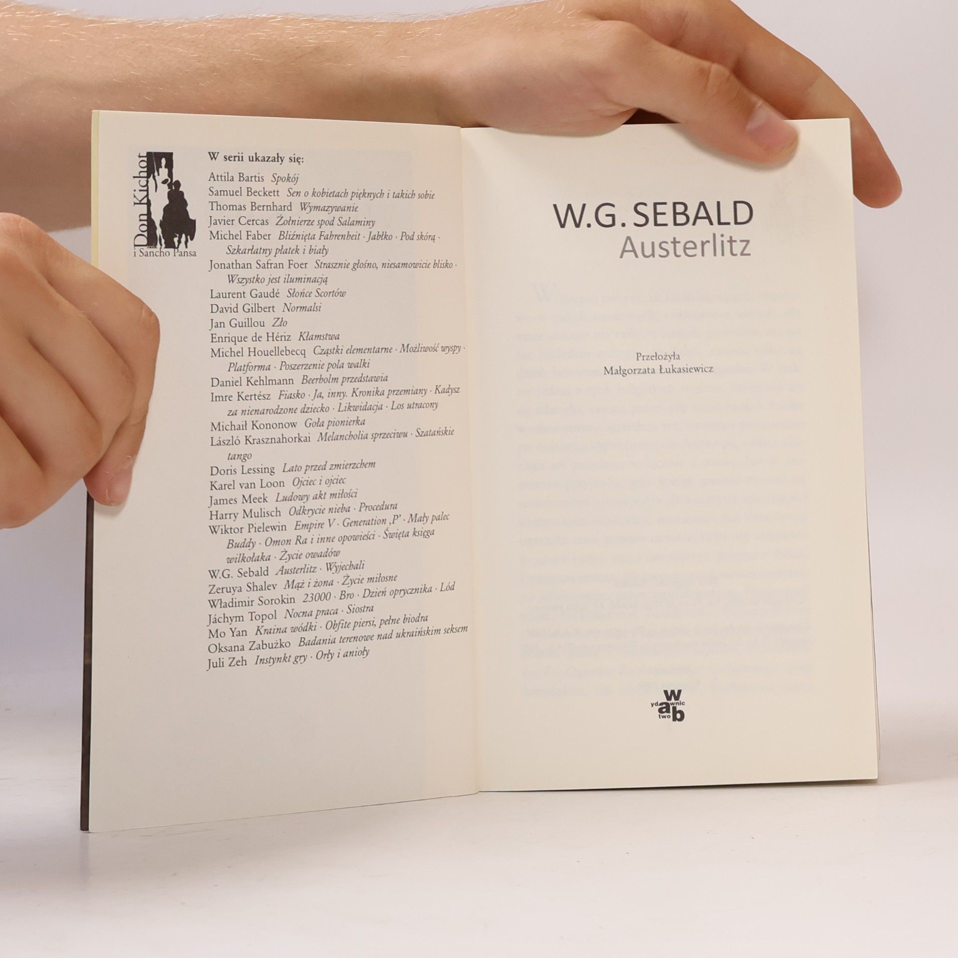 W. G. Sebald Don Kichot i Sancho Pansa: Austerlitz