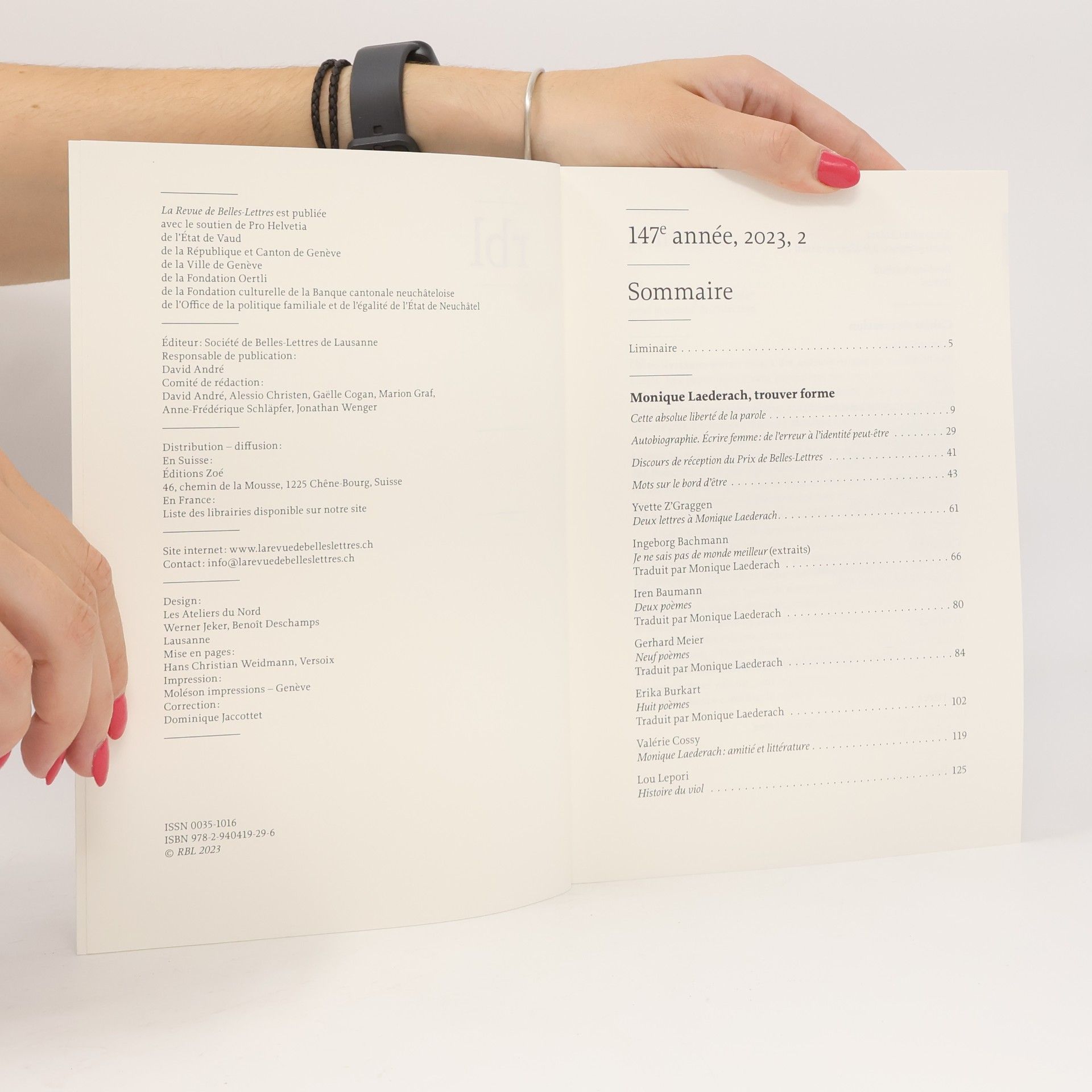 Monique Laederach La Revue de Belles-Lettres 2023, 2