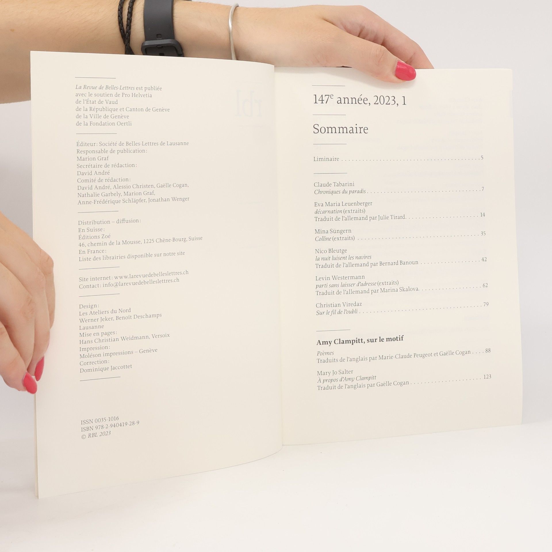 Marion Graf Rbl La Revue de Belles-Lettres 2023, I