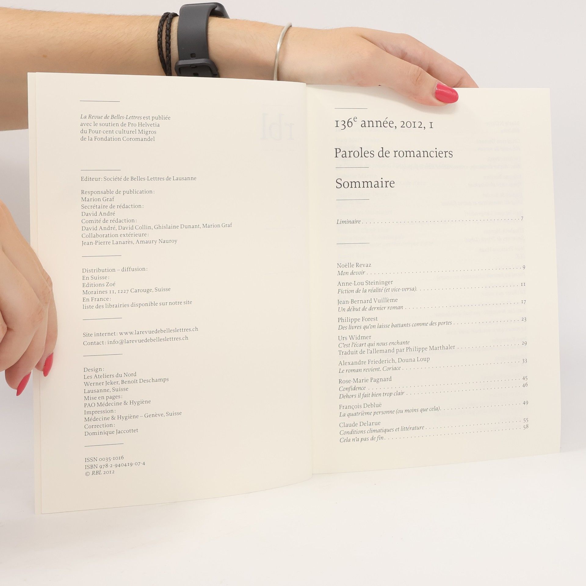 Marion Graf rbl La revue de belles-lettres 2012, I