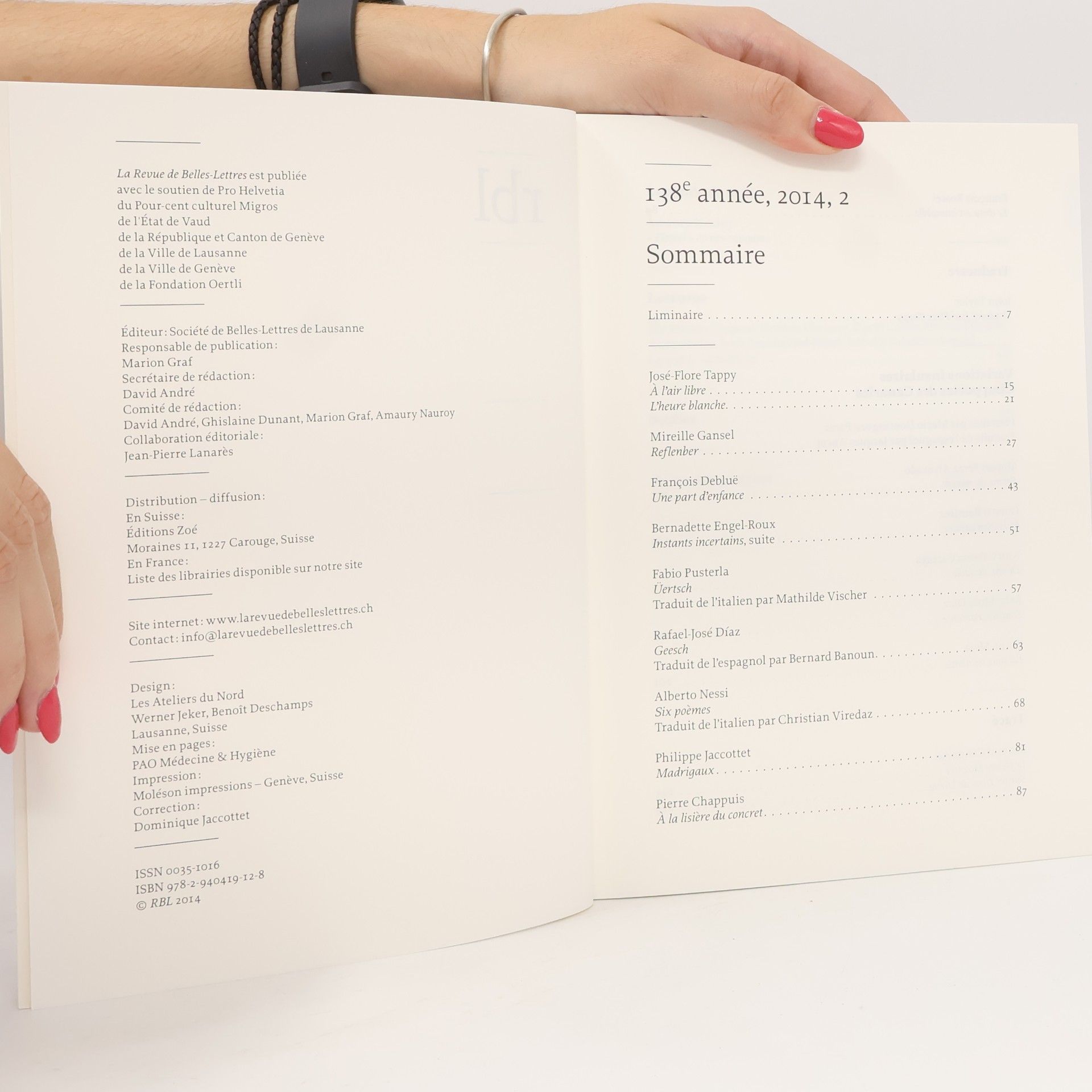 Marion Graf La Revue de Belles-Lettres, 138° année, 2014, 2
