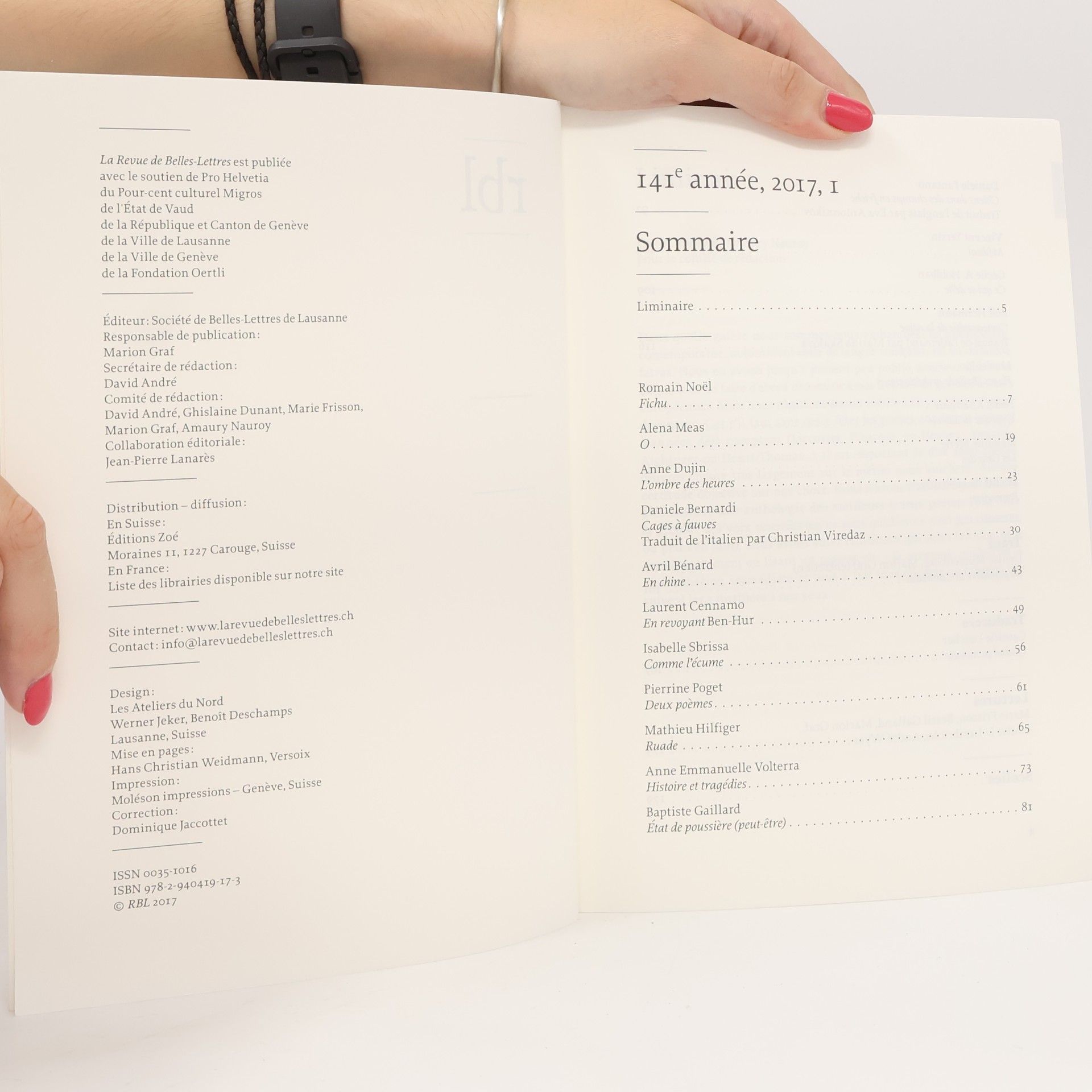 Marion Graf La Revue de Belles-Lettres, 141° année, 2017, 1