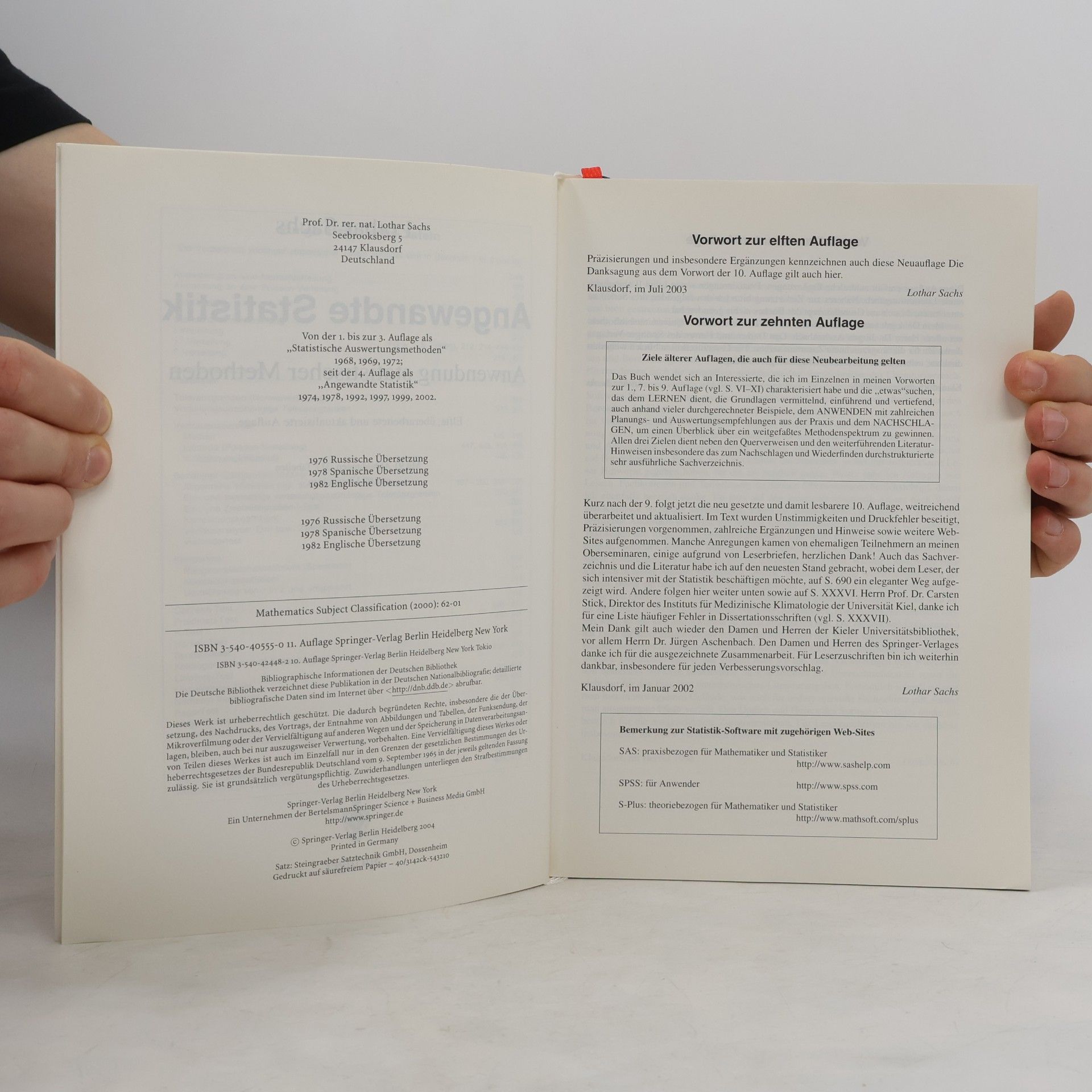 Lothar Sachs Angewandte Statistik - Überarbeitete und aktualisierte Auflage