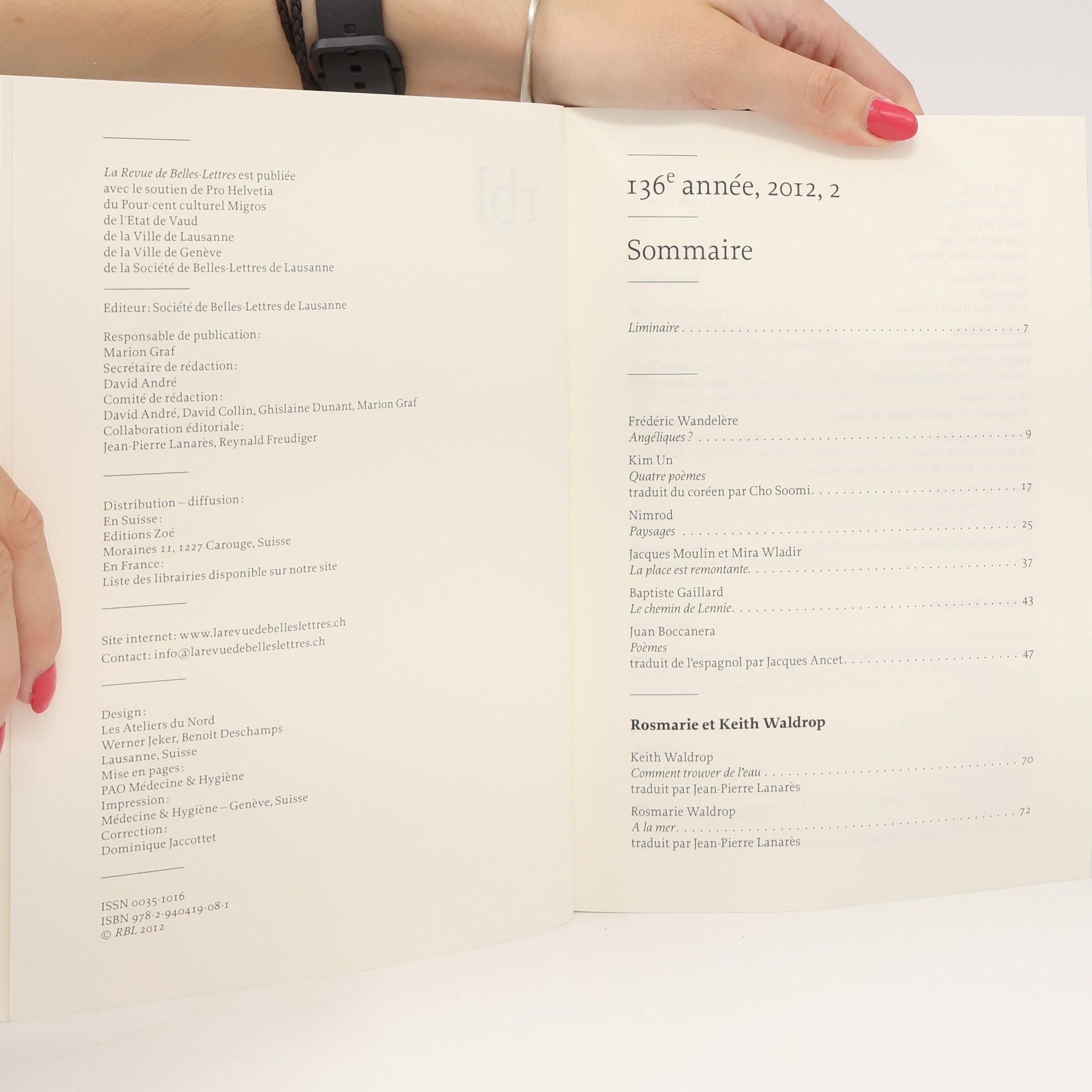 Frédéric Wandelère La Revue de Belles-Lettres, 136ª année, 2012, 2