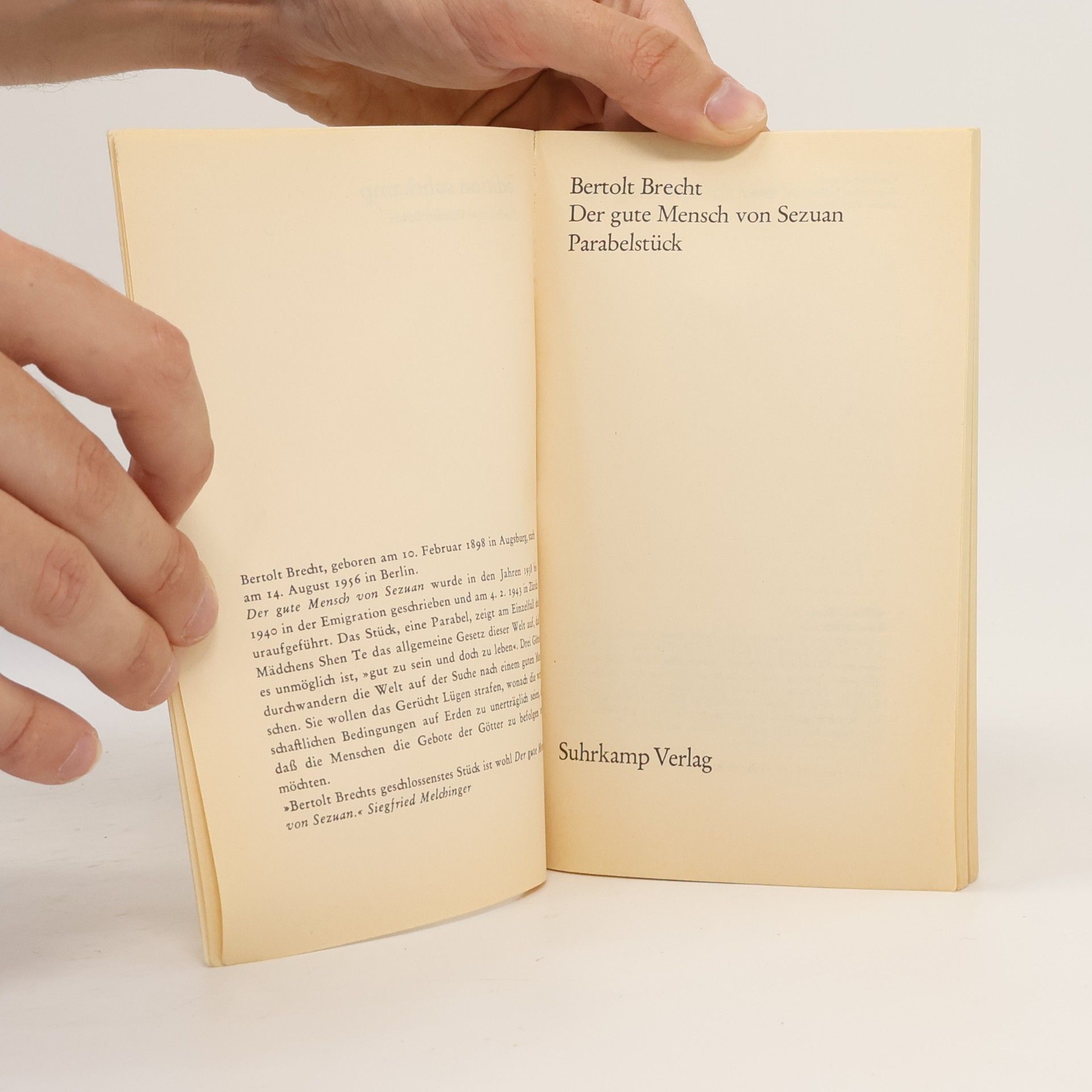 Bertolt Brecht Der gute Mensch von Sezuan