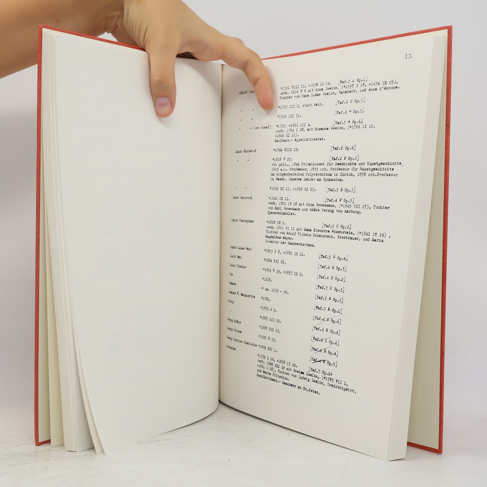 kolektiv Familie Burckhardt. Index zu den Stammtafeln 1490-1895. Gebürtige Familienmitglieder