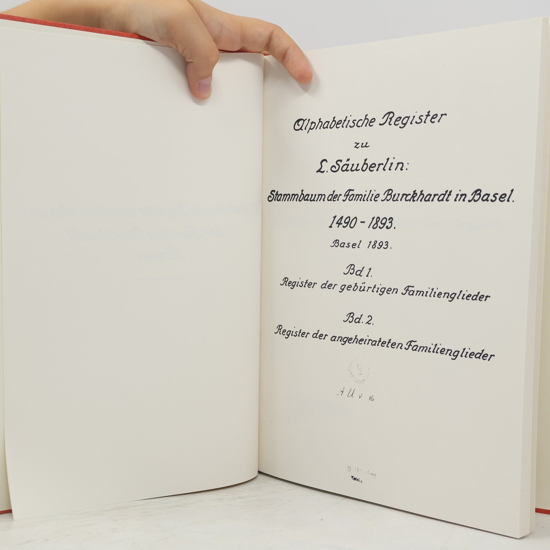 Auteurscollectief Familie Burckhardt. Index Zu Den Stammtafeln 1490-1895. Angeheiratete Familienmitglieder