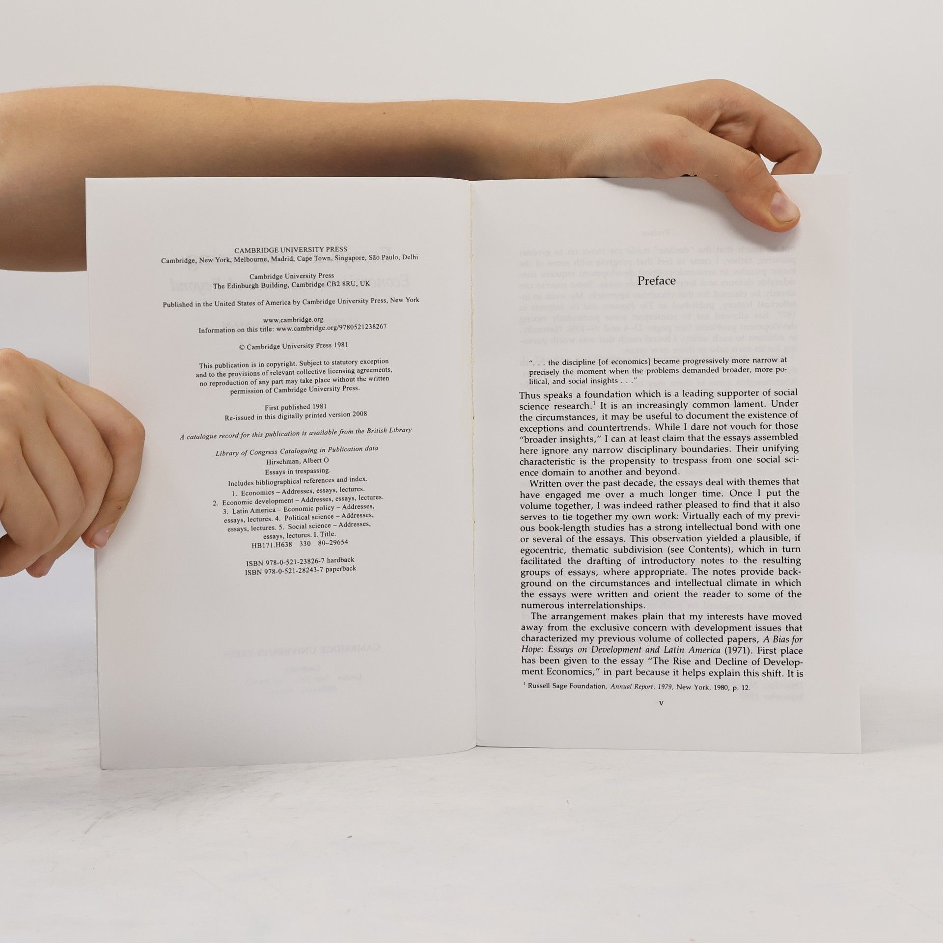 Albert O. Hirschman Essays in Trespassing
