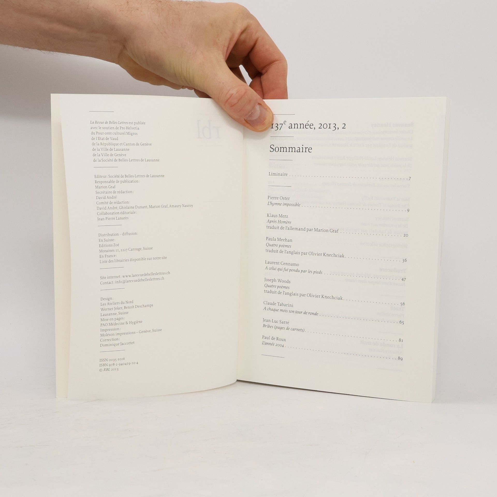 Seamus Heaney La Revue de Belles-Lettres, 137 année, 2013, 2
