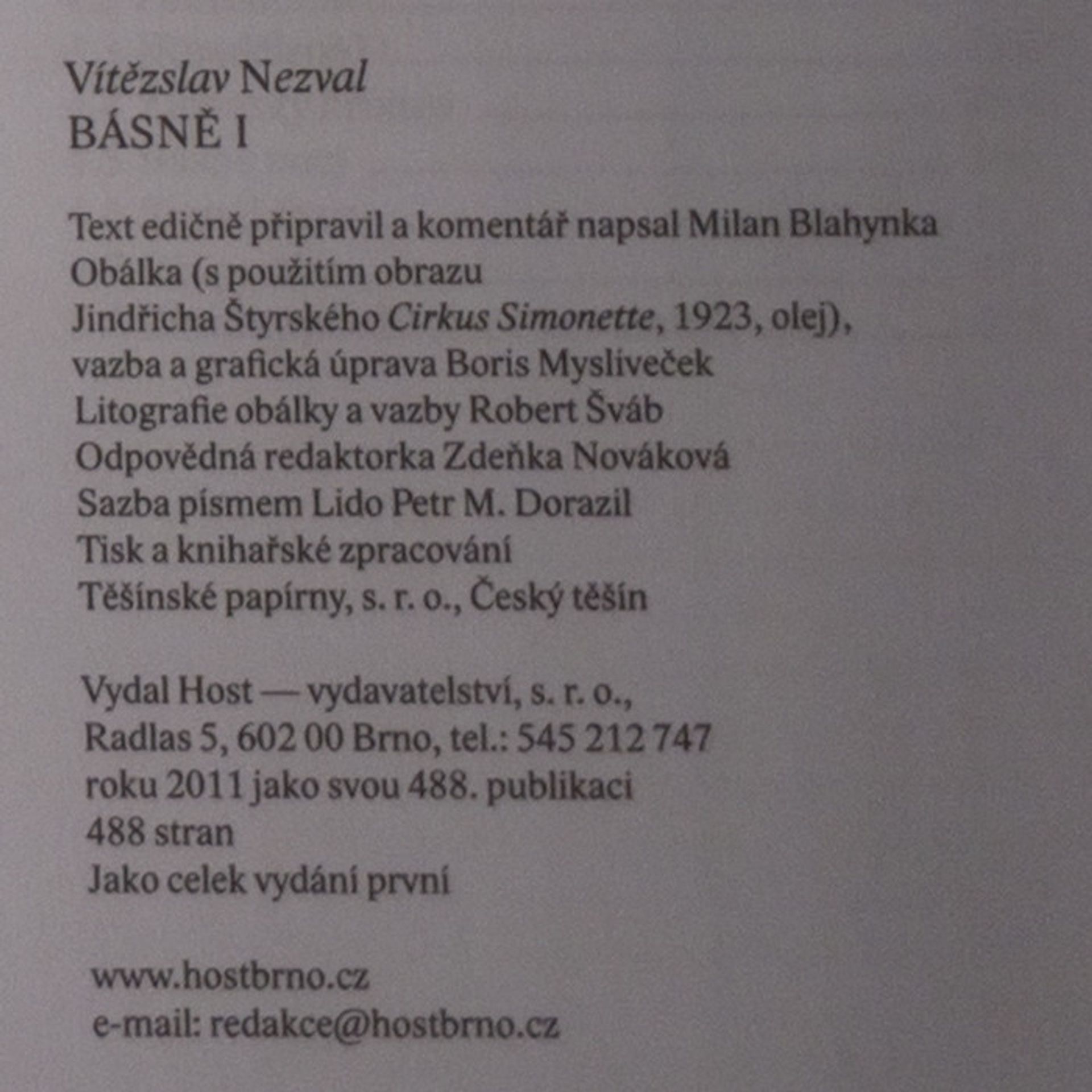 Vítězslav Nezval Básně I