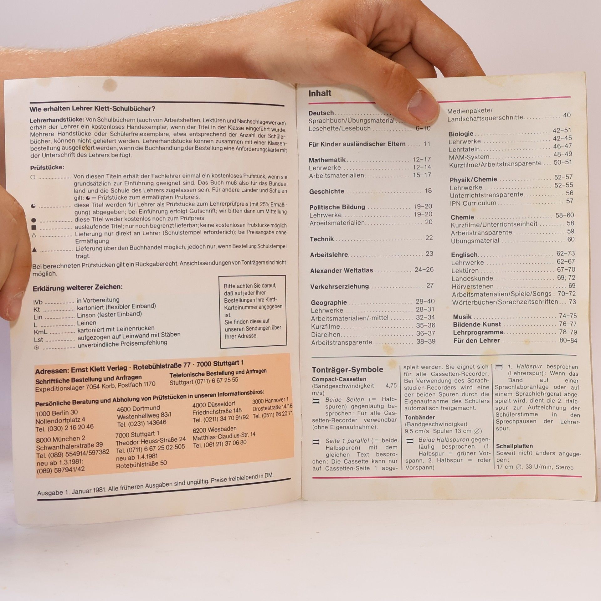 Various authors Klett Katalog 1981 Hauptschule