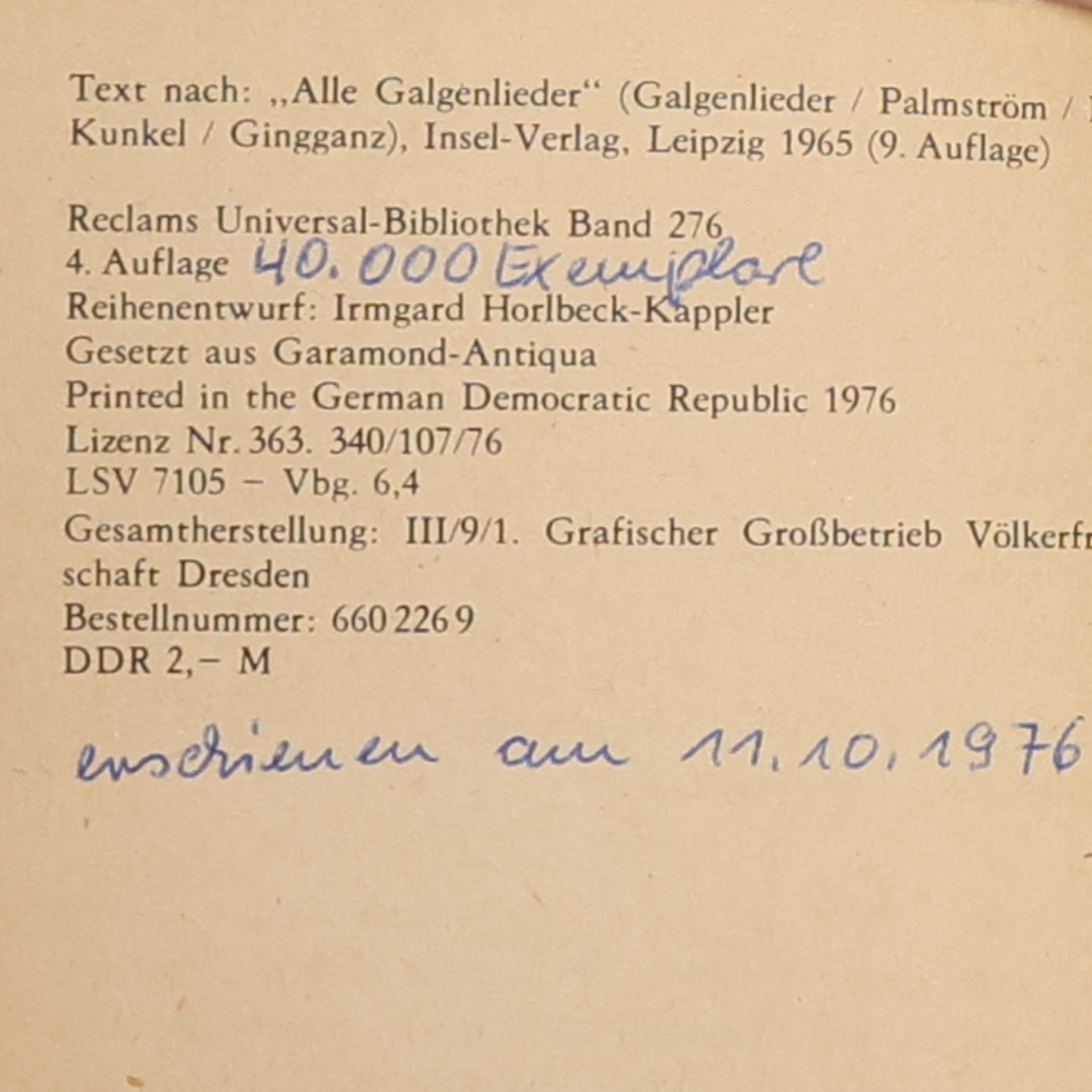 Christian Morgenstern Galgenlieder