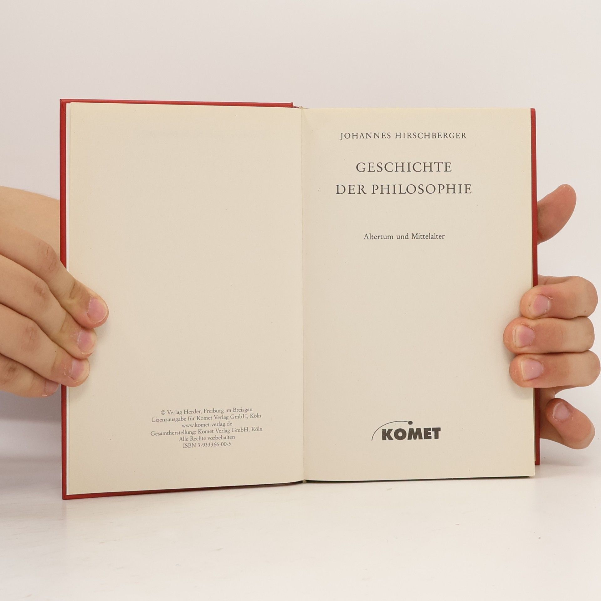 Johannes Hirschberger Geschichte der Philosophie I. Altertum und Mittelater