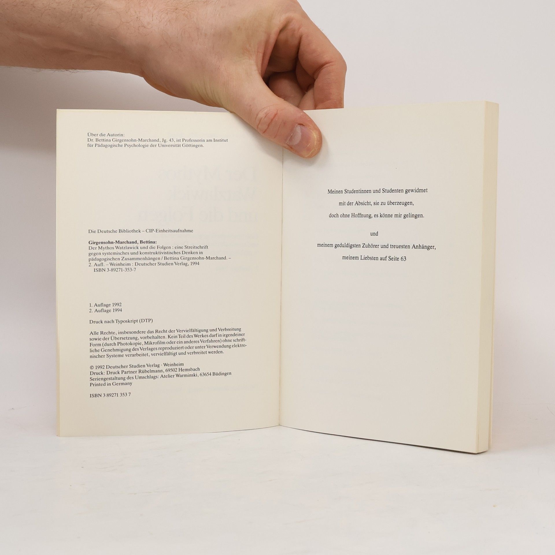 Bettina Girgensohn-Marchand Der Mythos Watzlawick und die Folgen