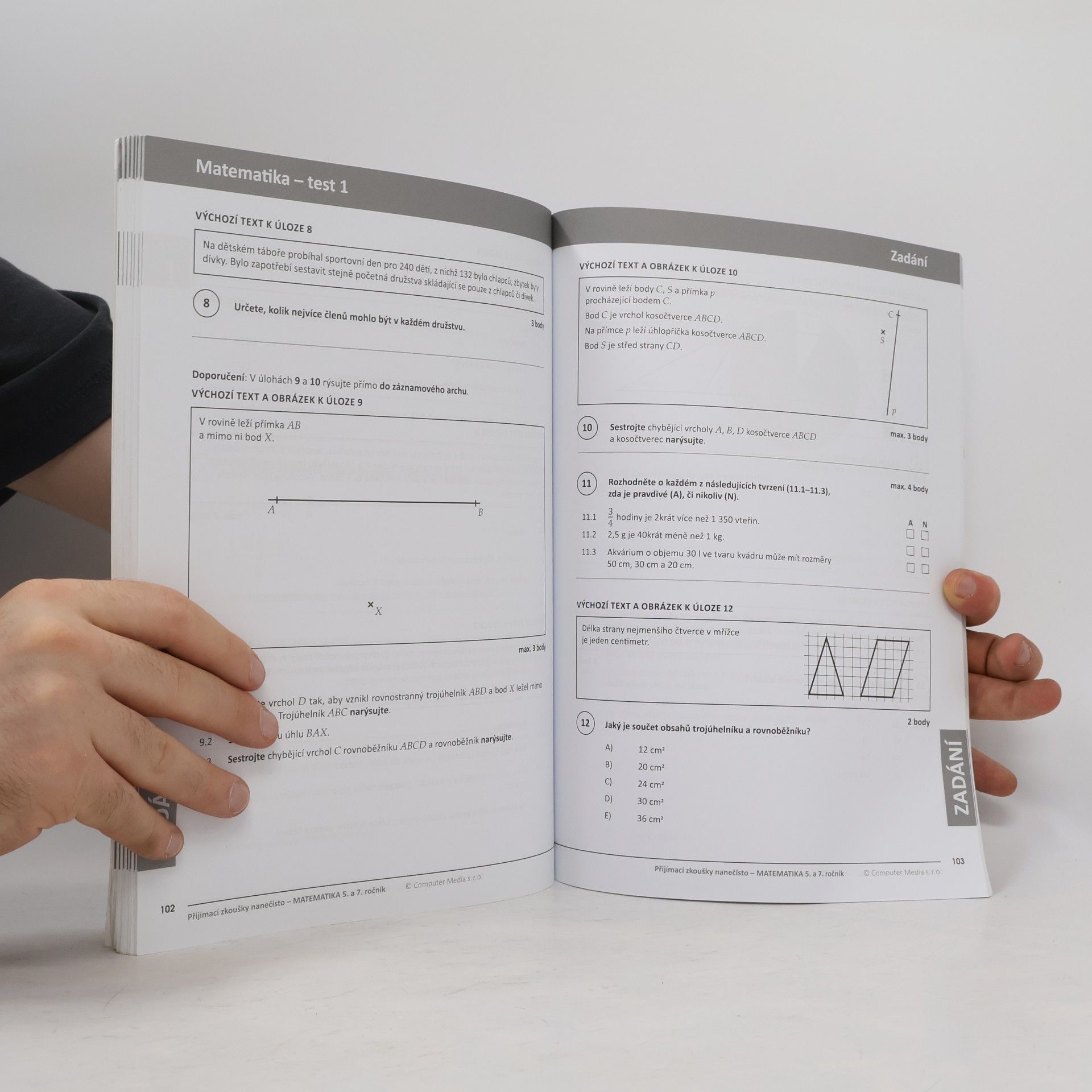 Jana Gabčanová Přijímací zkoušky nanečisto. Matematika pro žáky 5. a 7. ročníků ZŠ