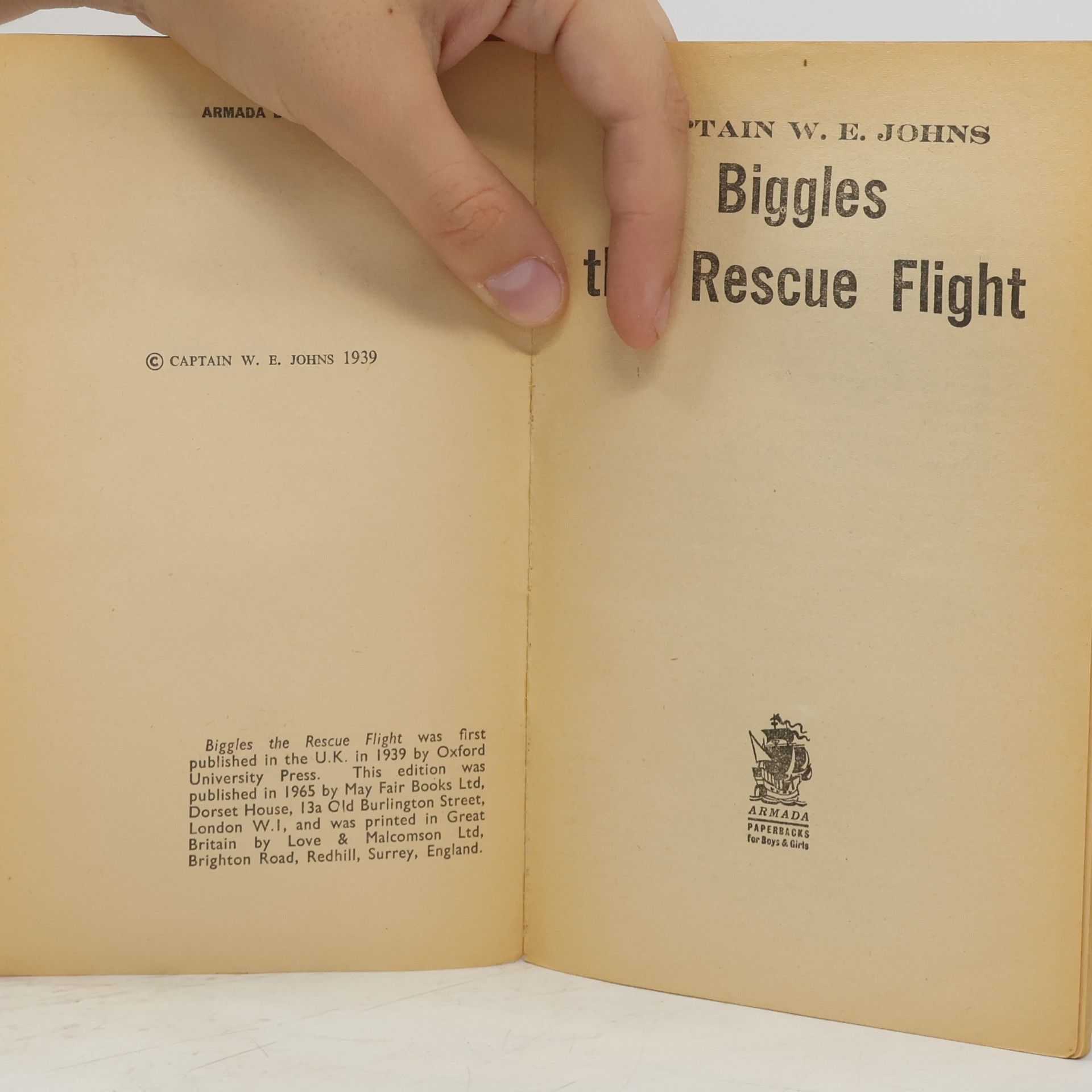 William Earl Johns Biggles the Rescue Flight
