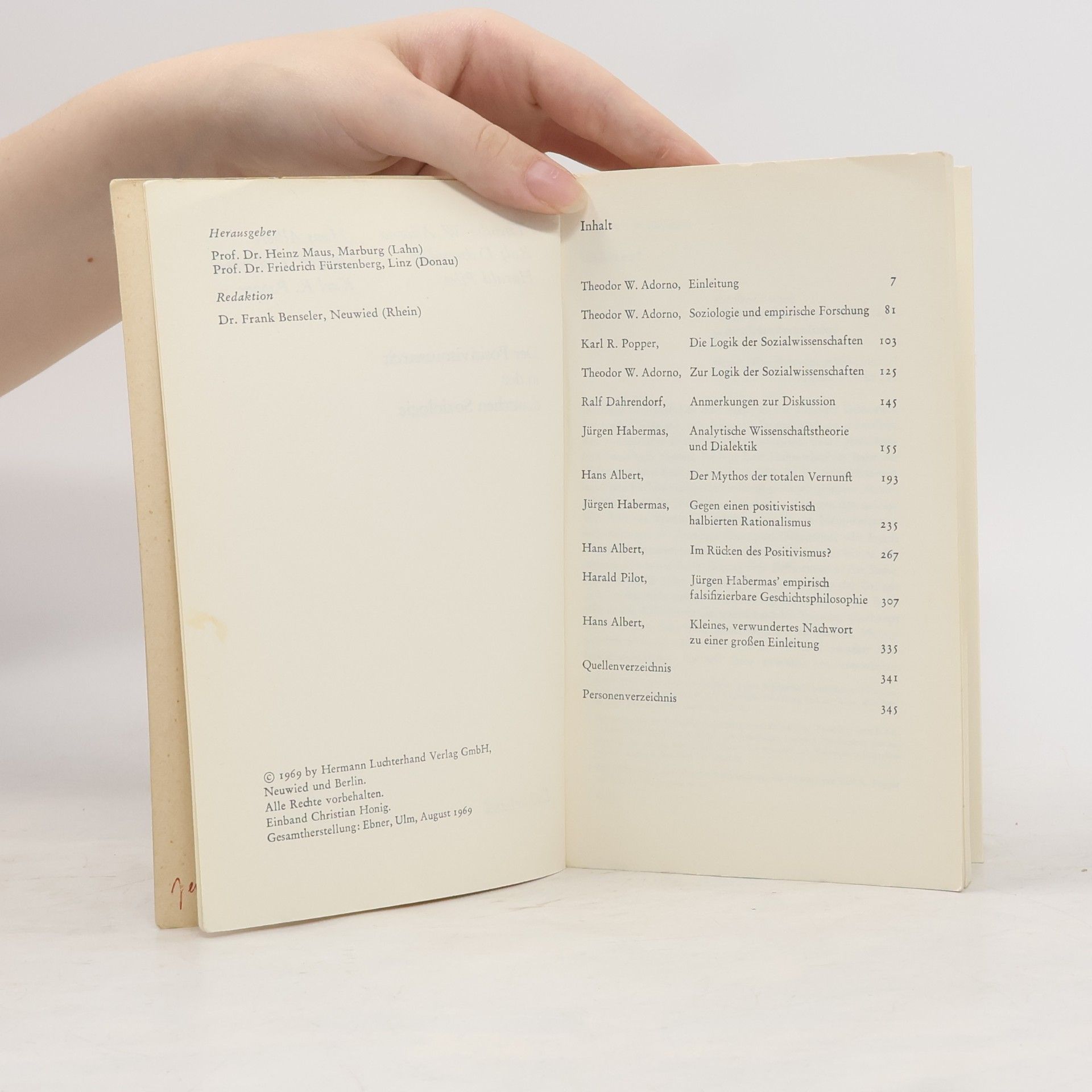 Theodor W. Adorno Der Positivismusstreit in der deutschen Soziologie