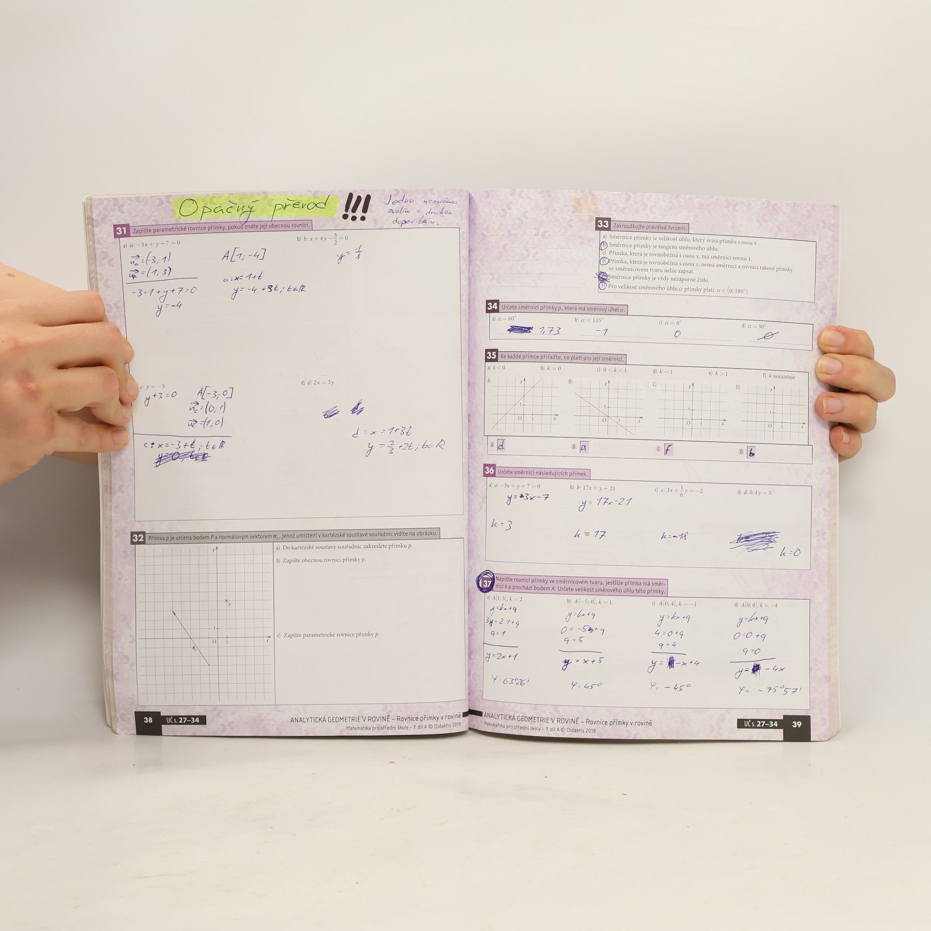 Jana Kalová Matematika pro střední školy. 7. díl A, Analytická geometrie v rovině