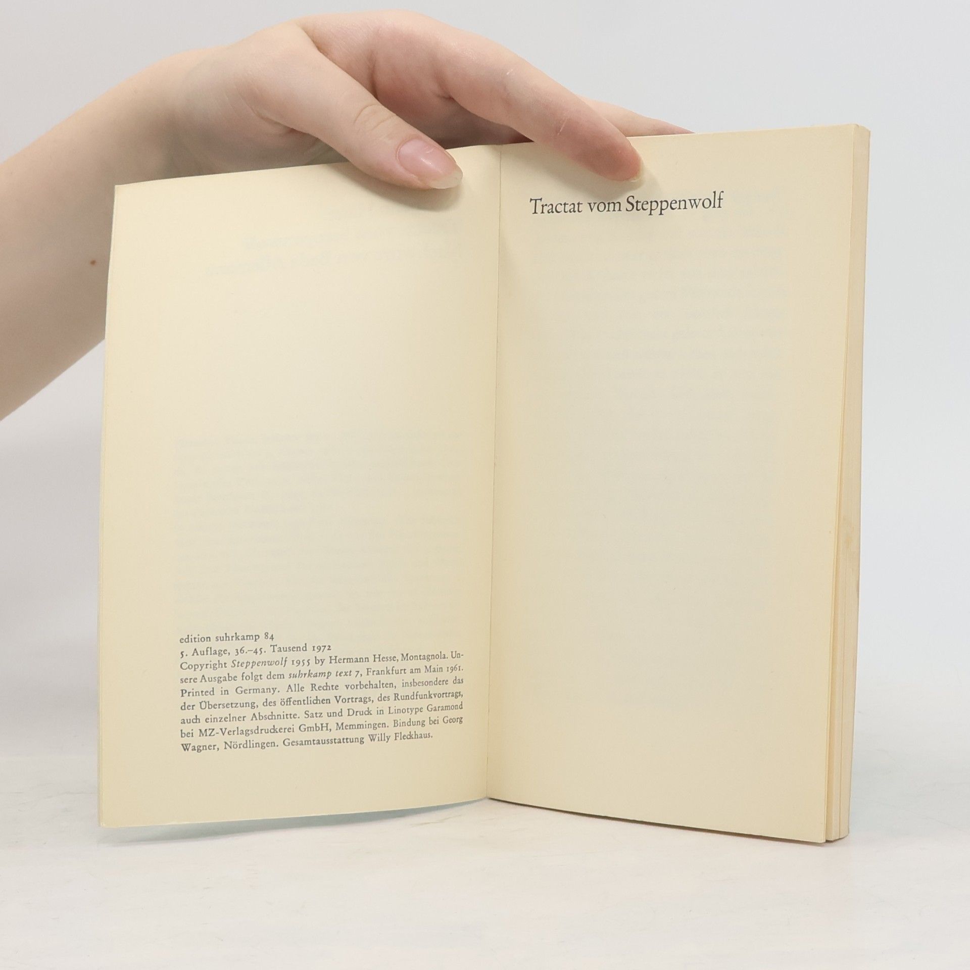 Hermann Hesse Tractat vom Steppenwolf. Nachwort von Beda Allemann