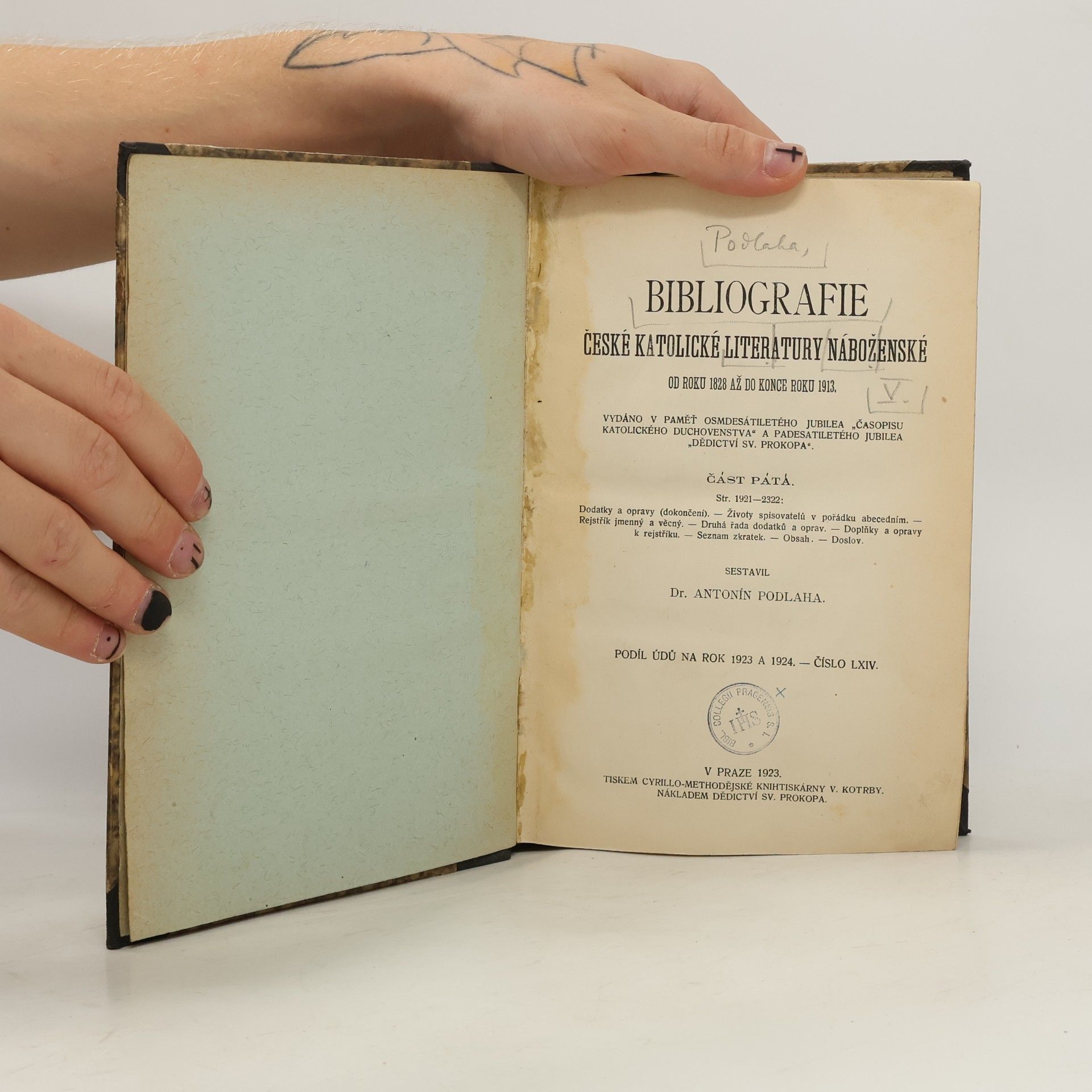 Antonín Podlaha Bibliografie české katolické literatury náboženské od roku 1828 až do konce roku 1913