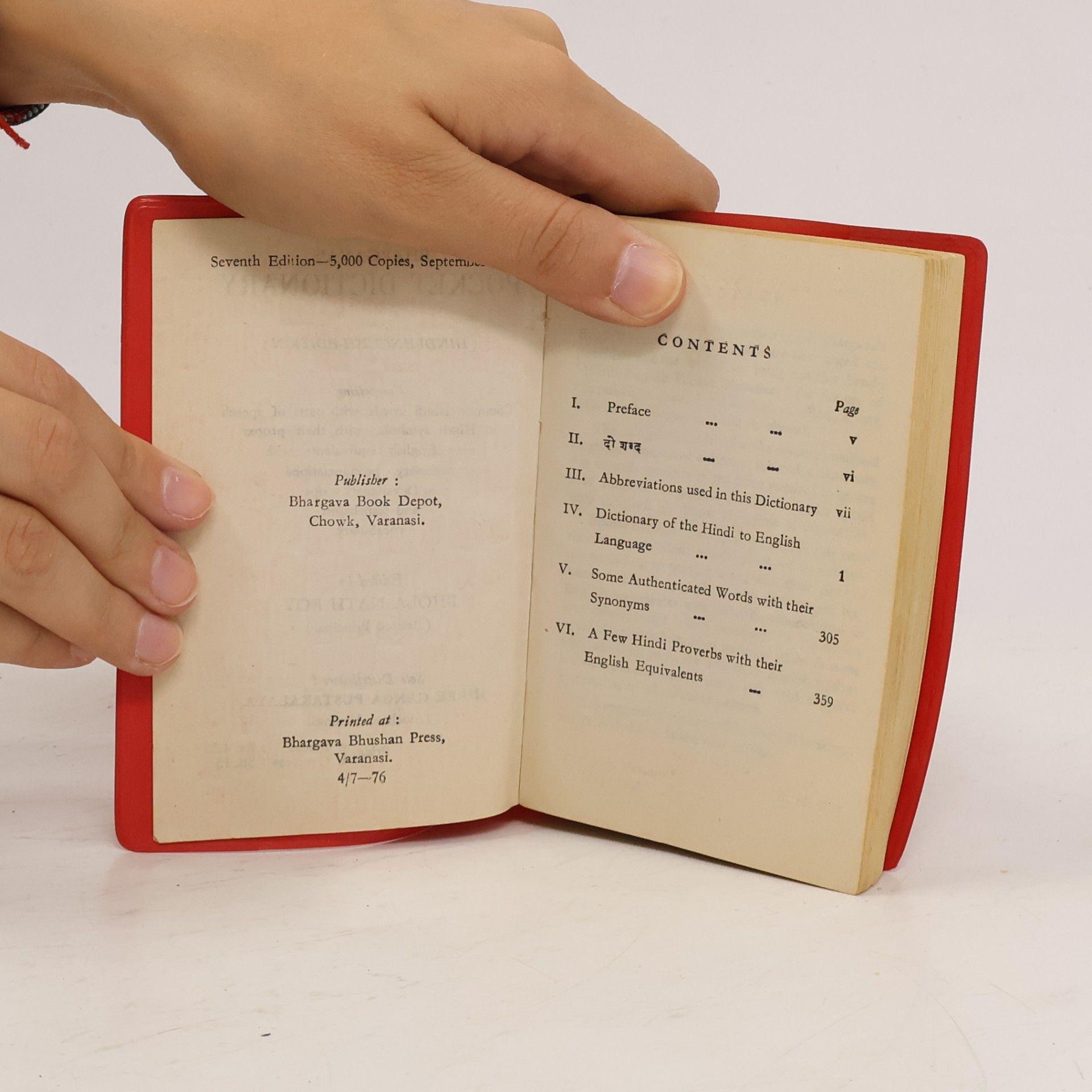 Bhola Nath Roy Bhargava´s Pocket Dictionary Hindi-English