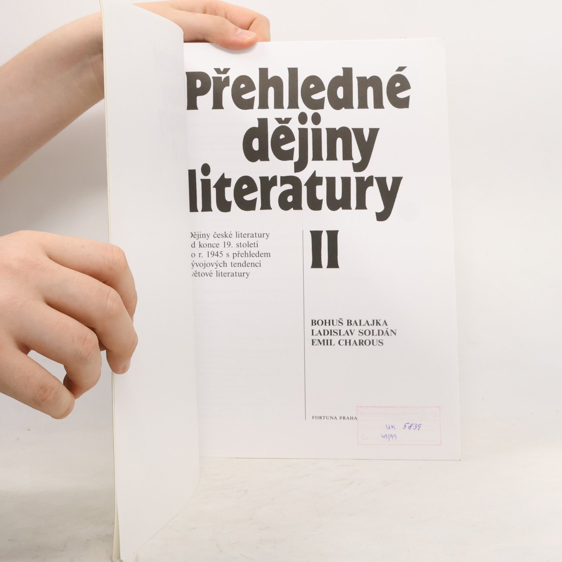 Bohuš Balajka Přehledné dějiny literatury II