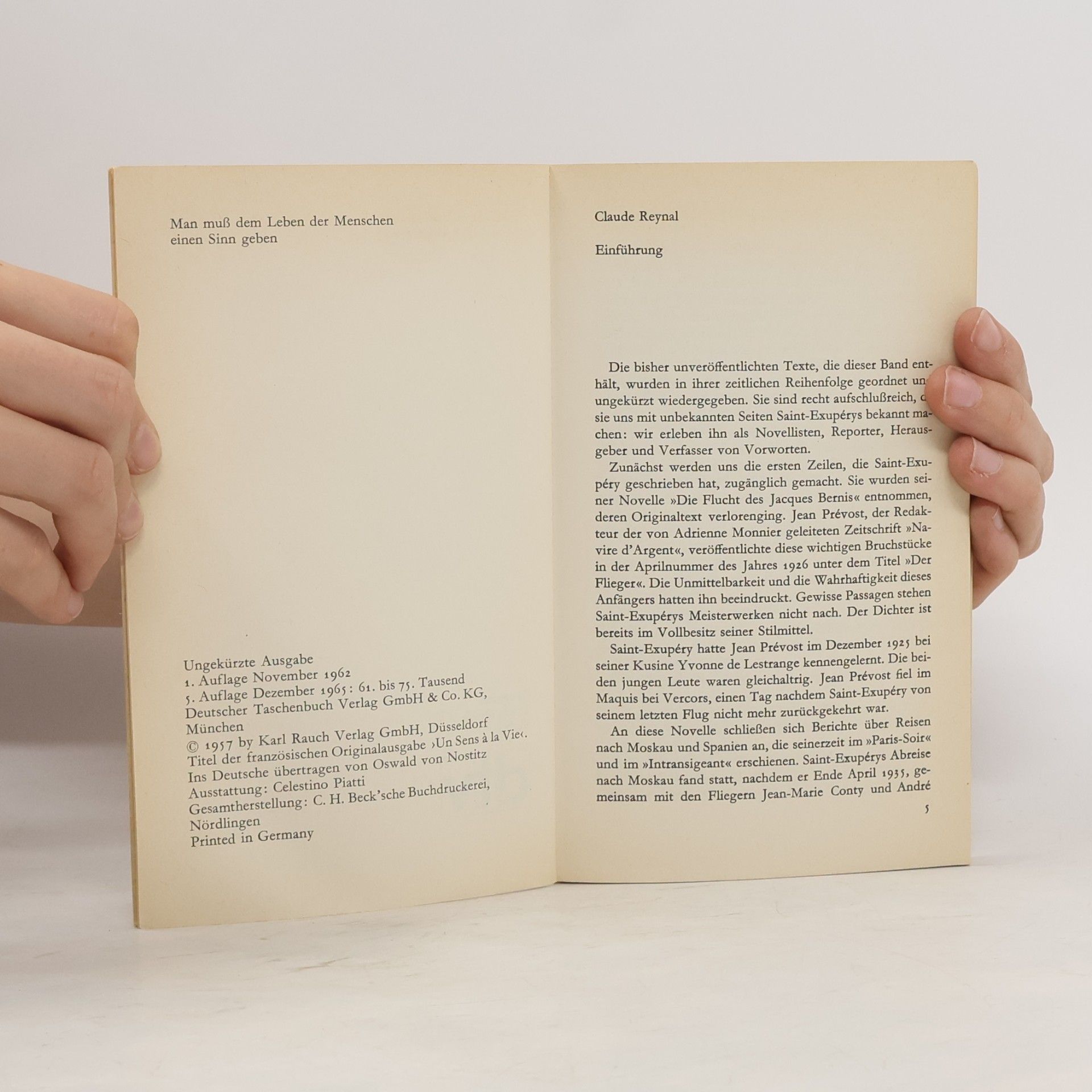 Antoine de Saint-Exupéry Dem Leben einen Sinn geben