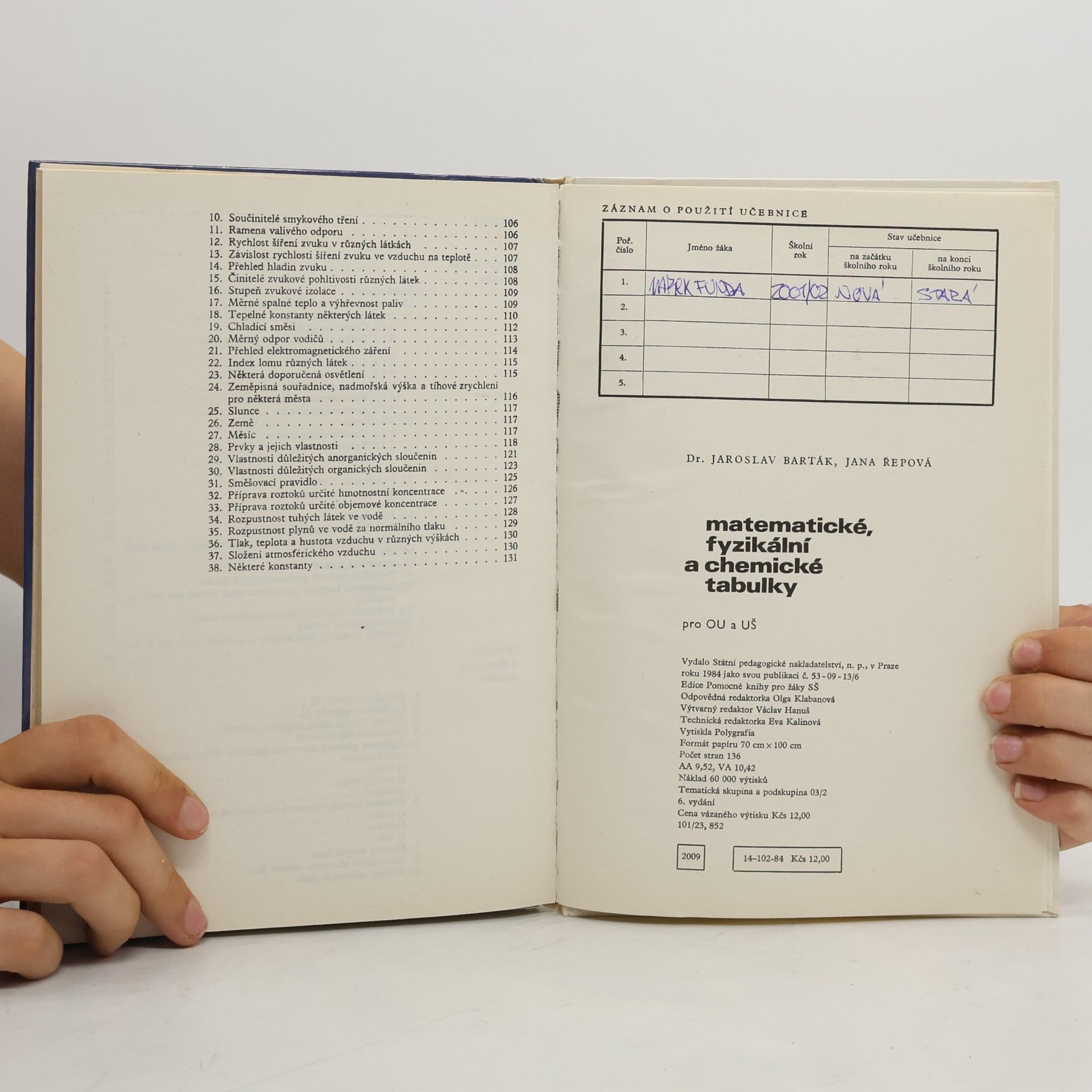 Jana Řepová Matematické, fyzikální a chemické tabulky pro odborná učiliště a učňovské školy