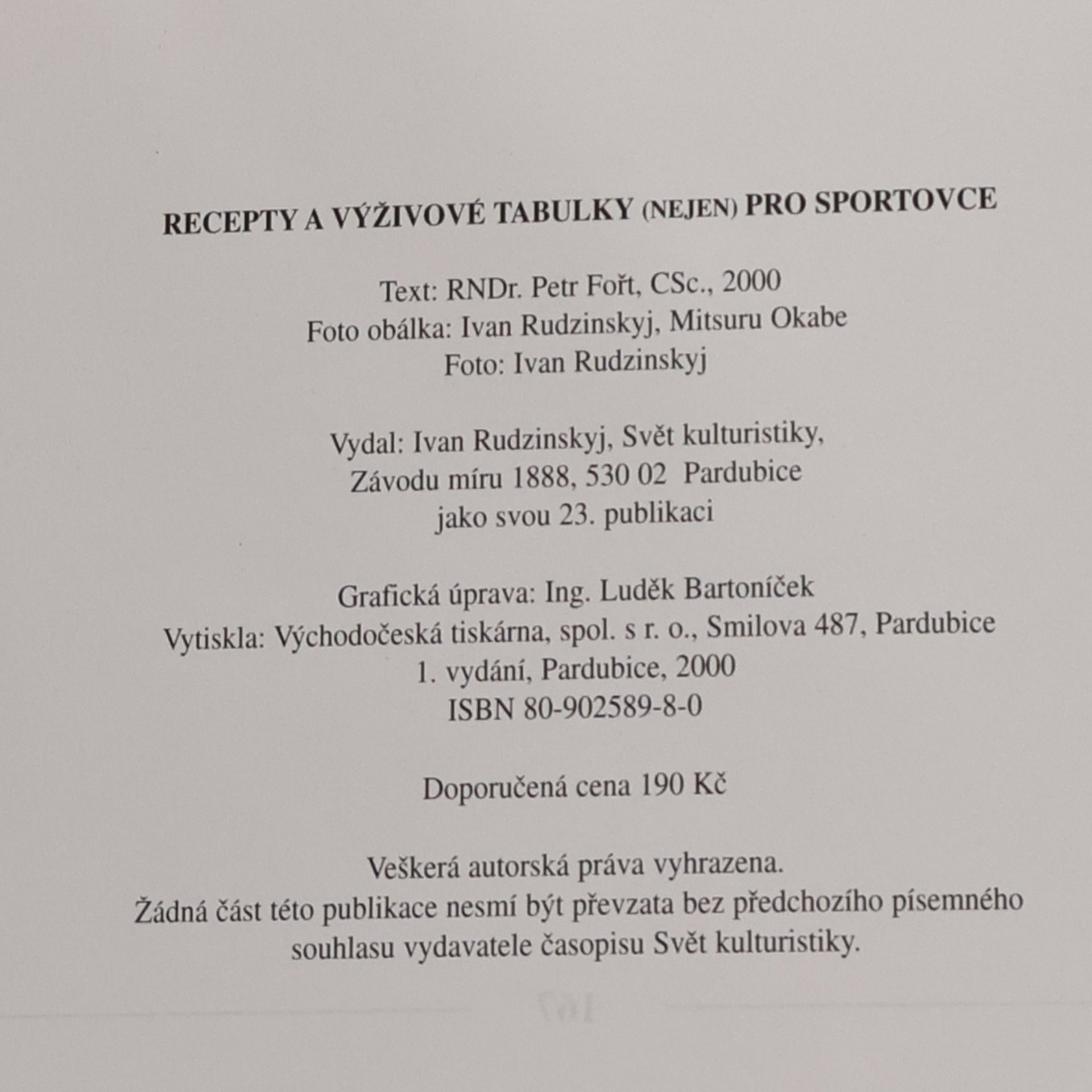 Petr Fořt Recepty a výživové tabulky (nejen) pro sportovce