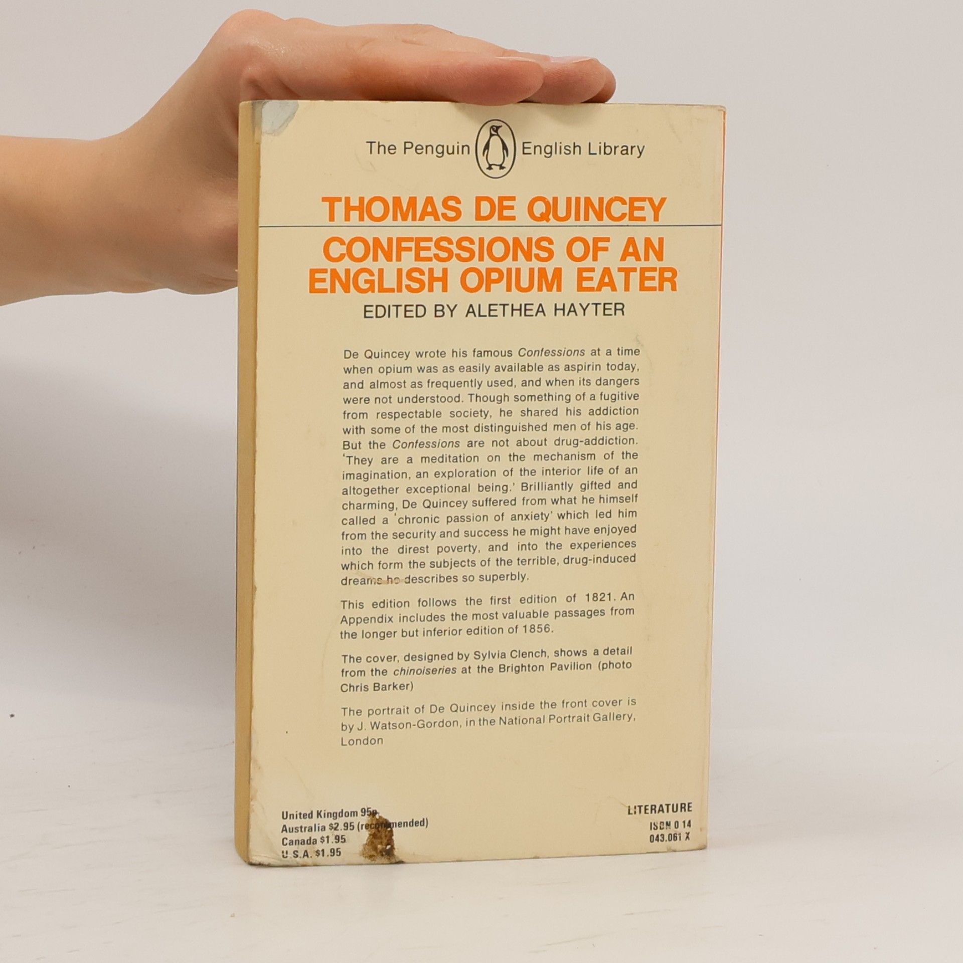 Thomas De Quincey Confessions of an English Opium-Eater