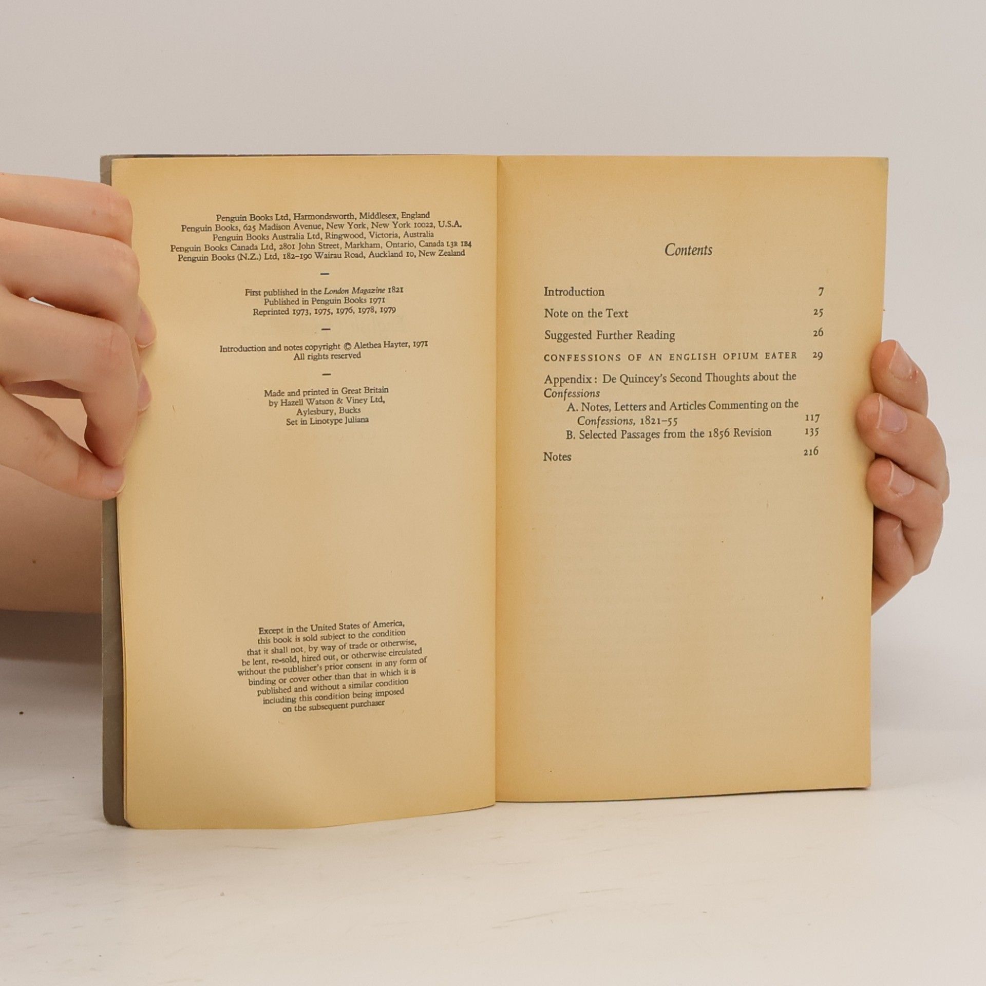 Thomas De Quincey Confessions of an English Opium-Eater